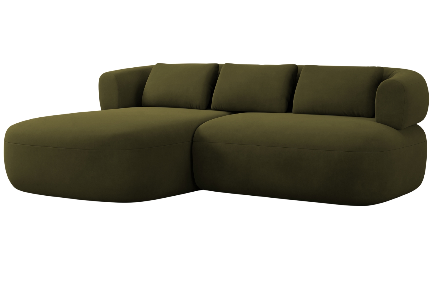 Windsor & Co Zelená sametová rohová pohovka Aldrin 200 cm, levá