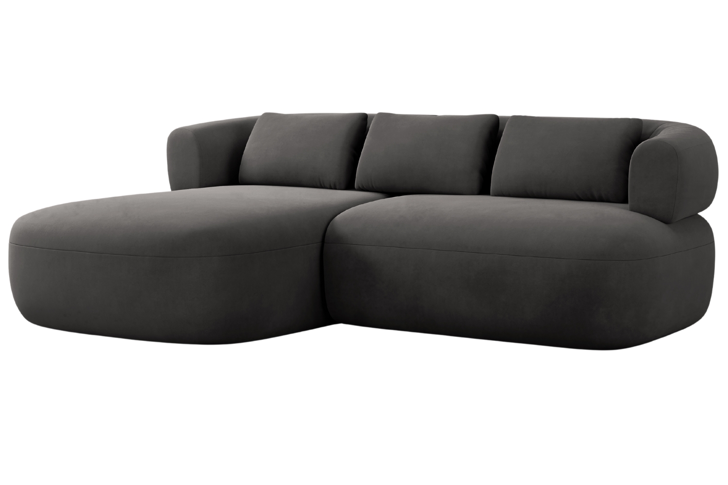 Windsor & Co Tmavě šedá sametová rohová pohovka Aldrin 200 cm, levá