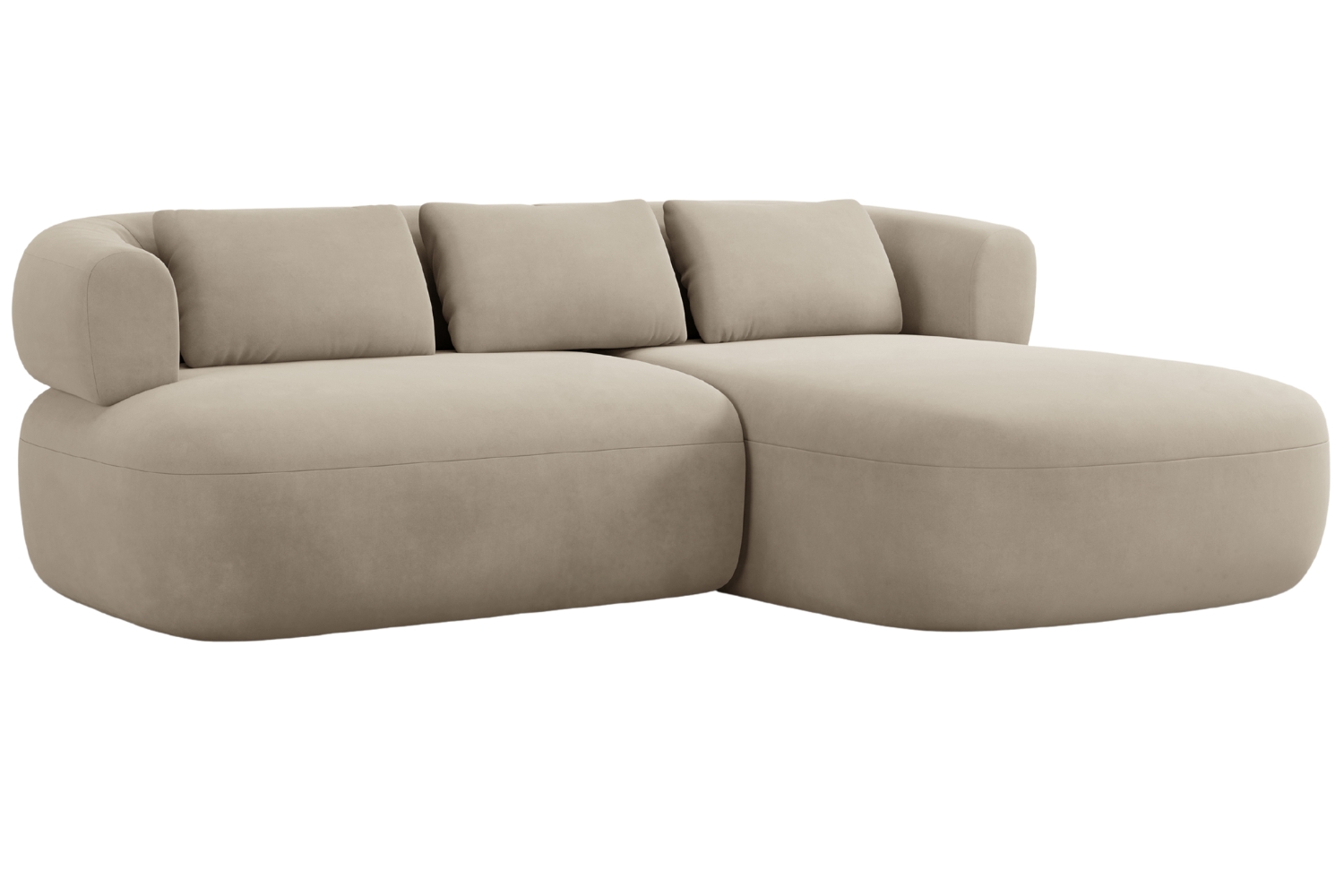Windsor & Co Béžová sametová rohová pohovka Aldrin 200 cm, pravá