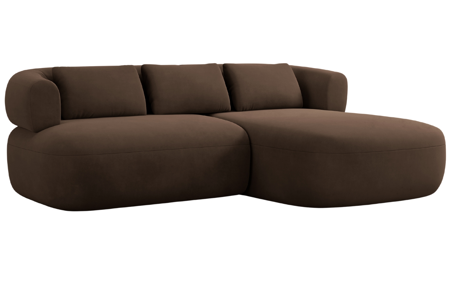 Windsor & Co Hnědá sametová rohová pohovka Aldrin 200 cm, pravá