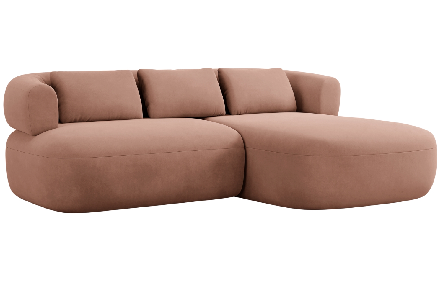 Windsor & Co Růžová sametová rohová pohovka Aldrin 200 cm, pravá