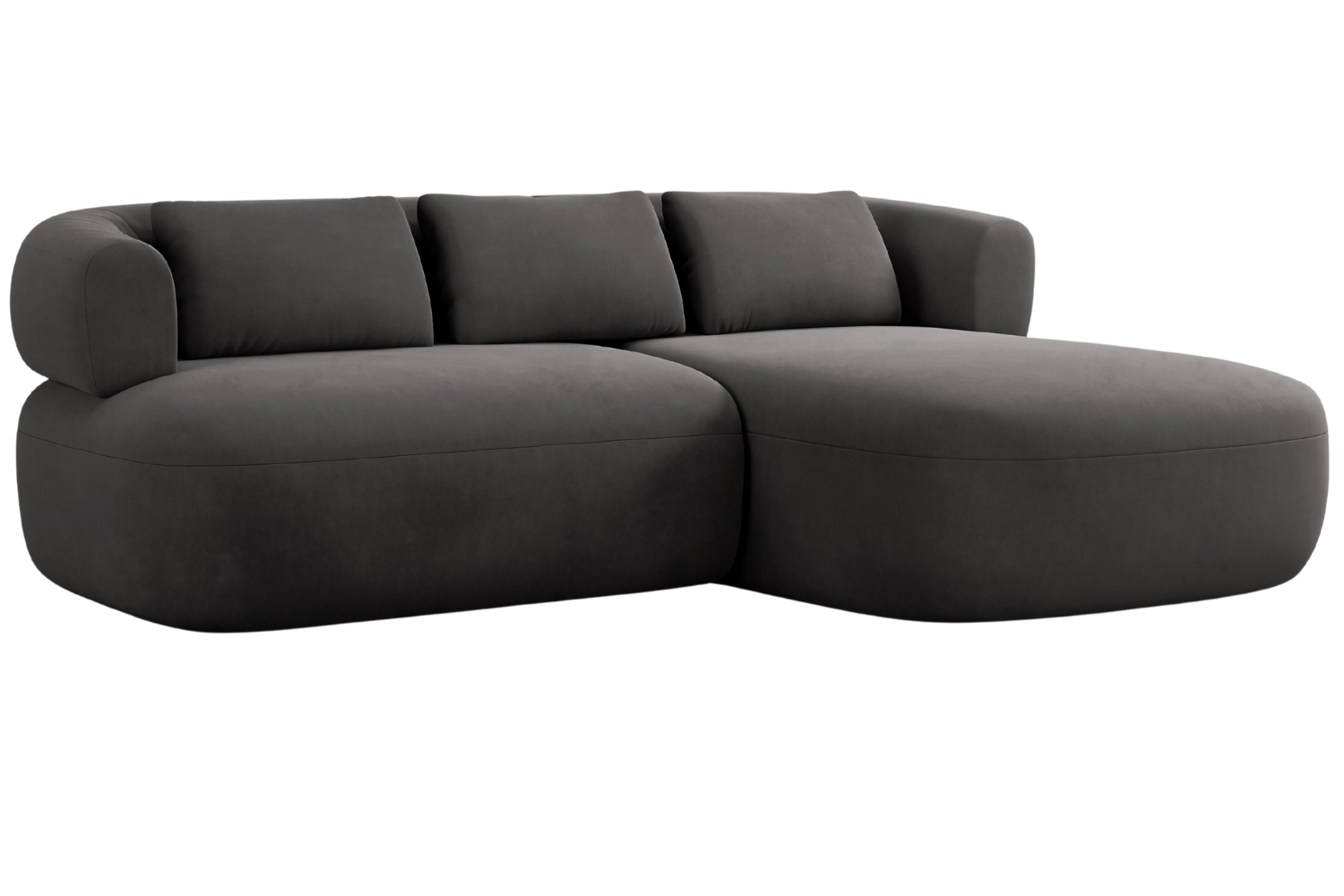 Windsor & Co Tmavě šedá sametová rohová pohovka Aldrin 200 cm, pravá