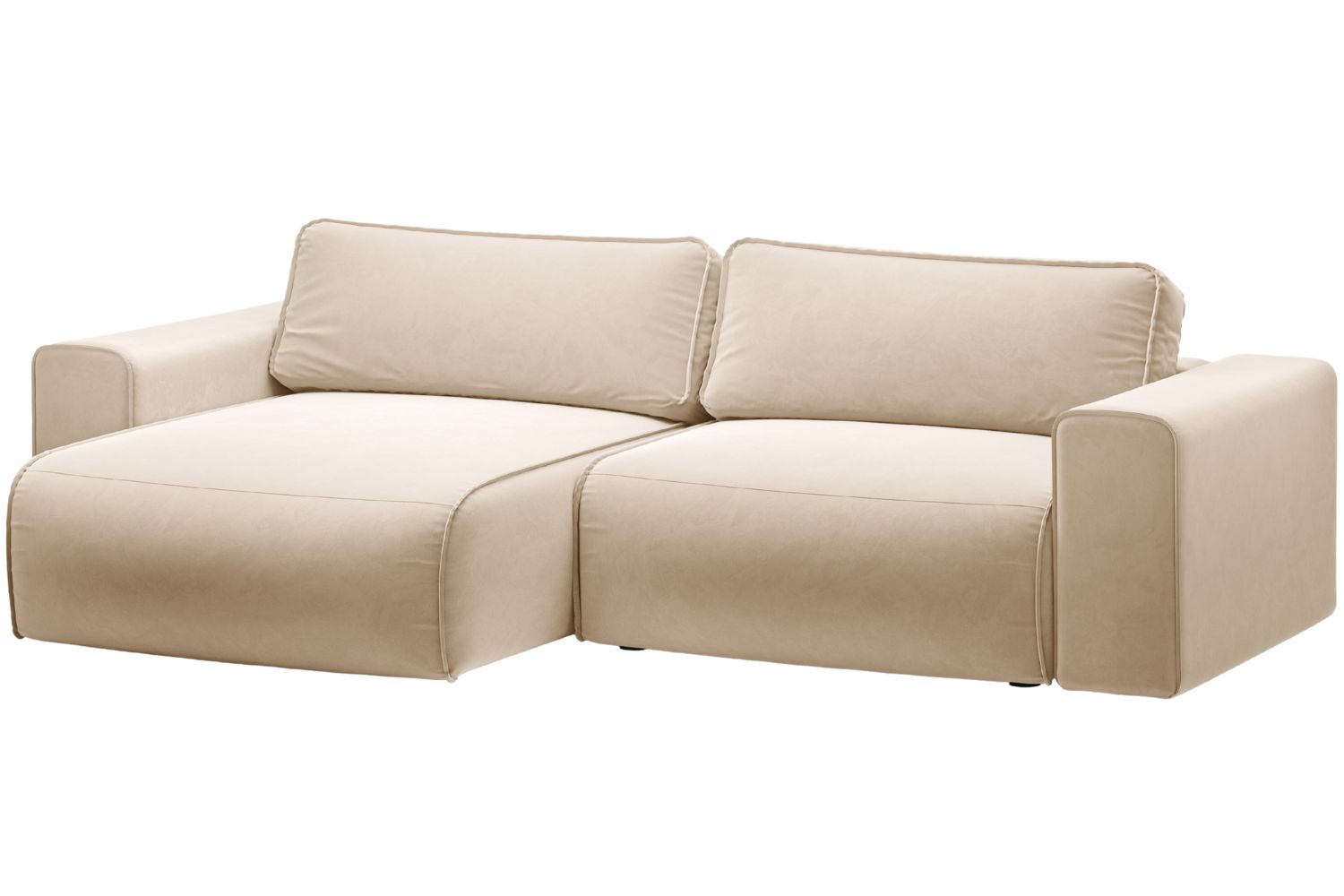 Micadoni Béžová sametová rozkládací pohovka Victor 246 cm, levá