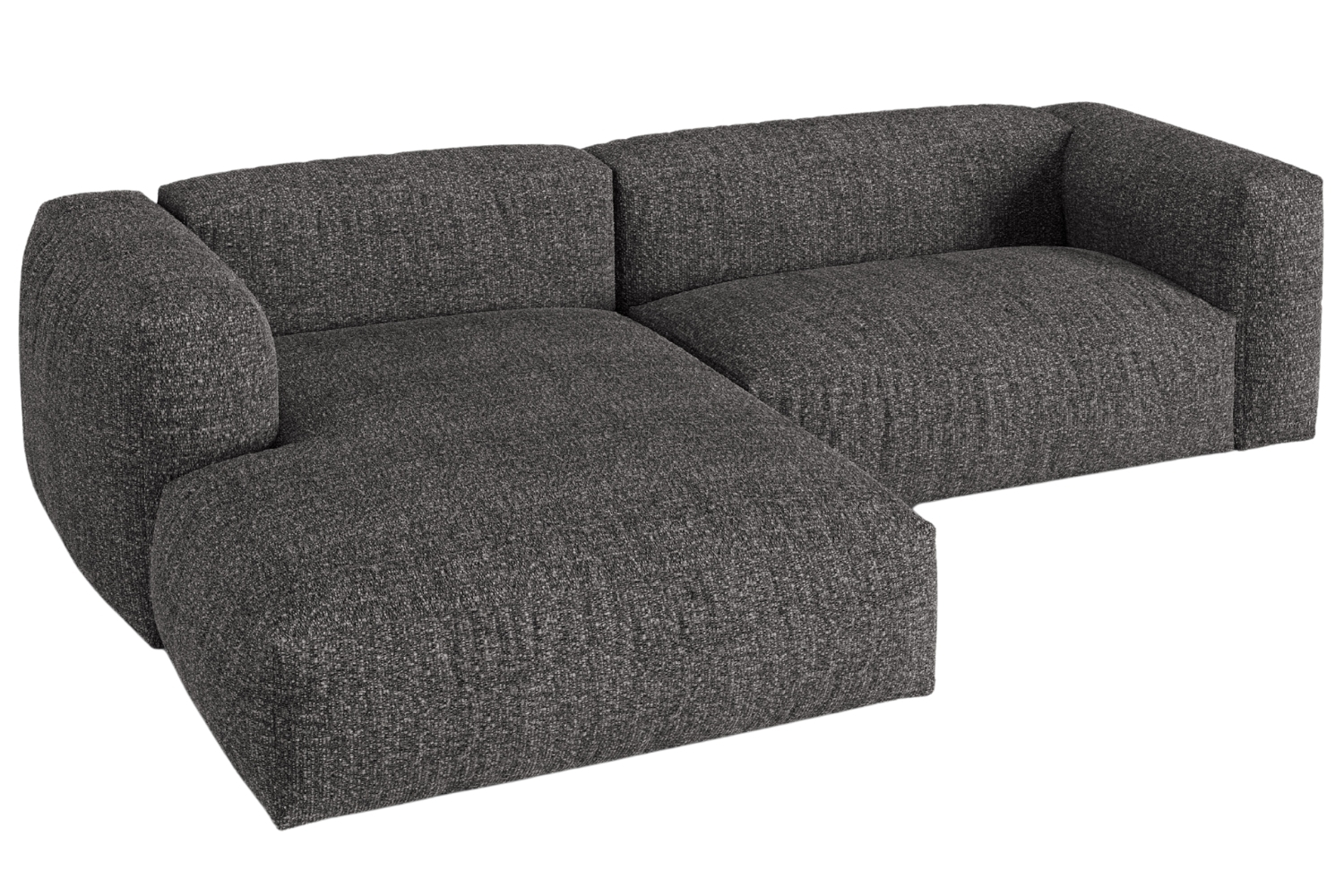Micadoni Antracitově šedá bouclé rohová pohovka Martina 280 cm, levá