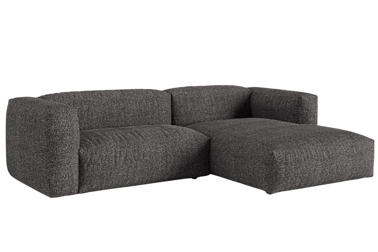 Micadoni Antracitově šedá bouclé rohová pohovka Martina 280 cm, pravá
