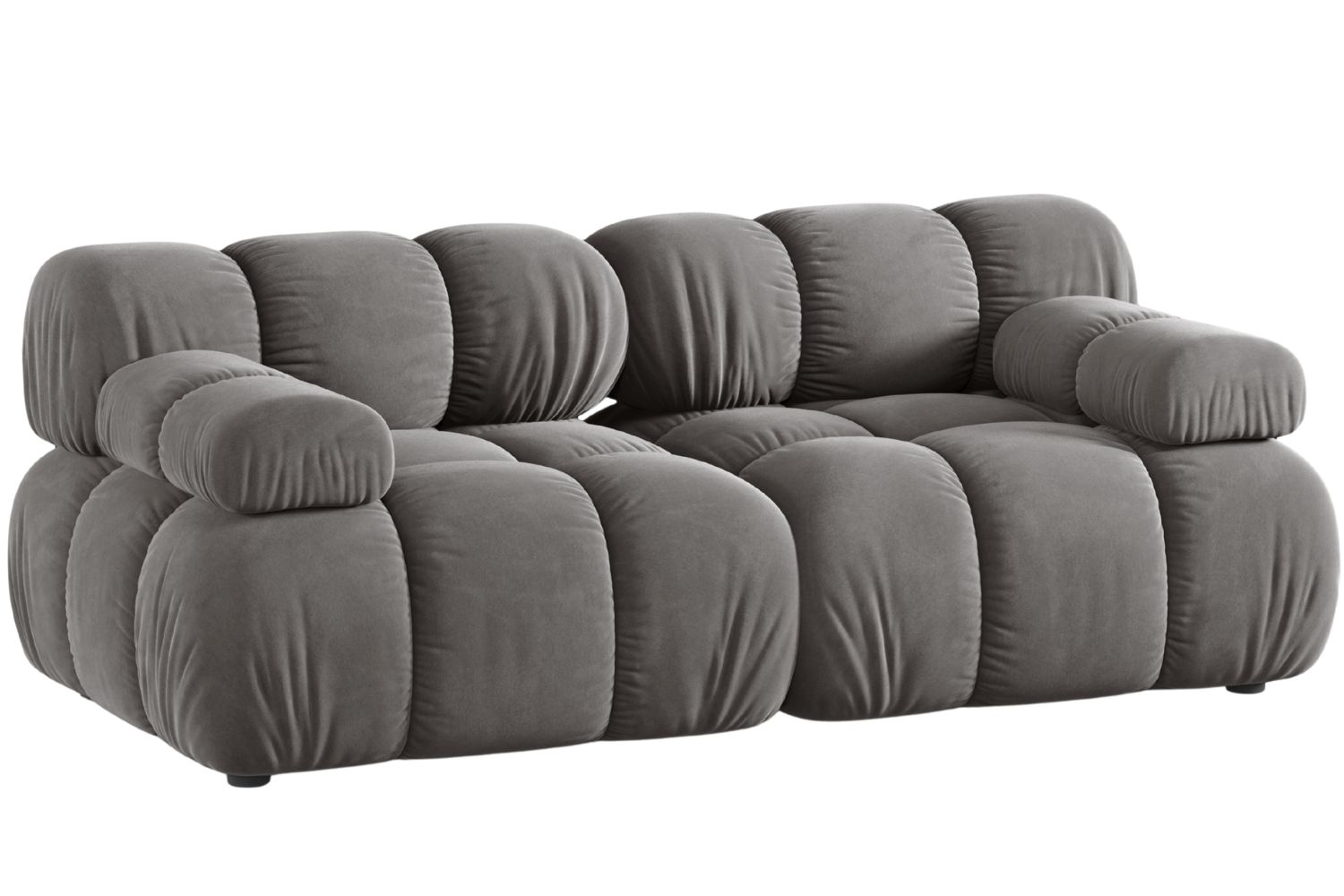 Micadoni Šedá sametová dvoumístná pohovka Bellis 188 cm