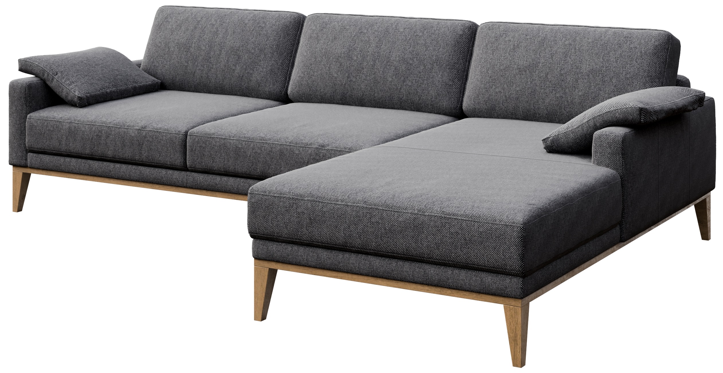 Tmavě šedá látková pohová pohovka MESONICA Musso I, pravá 248 cm