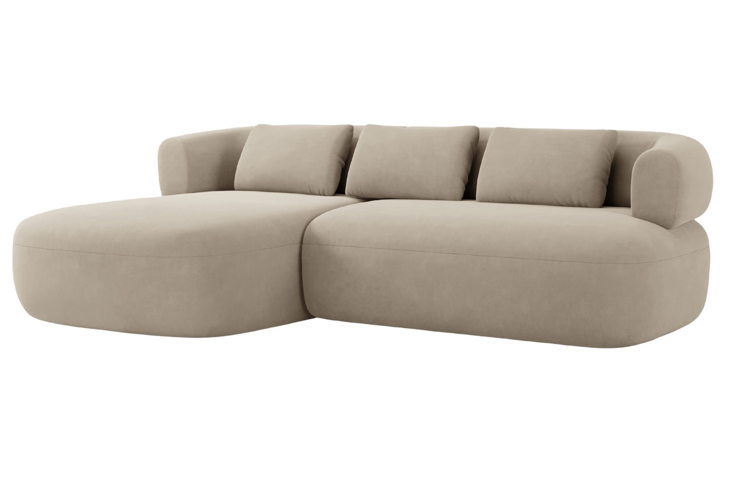 Windsor & Co Béžová sametová rohová pohovka Aldrin 225 cm, levá