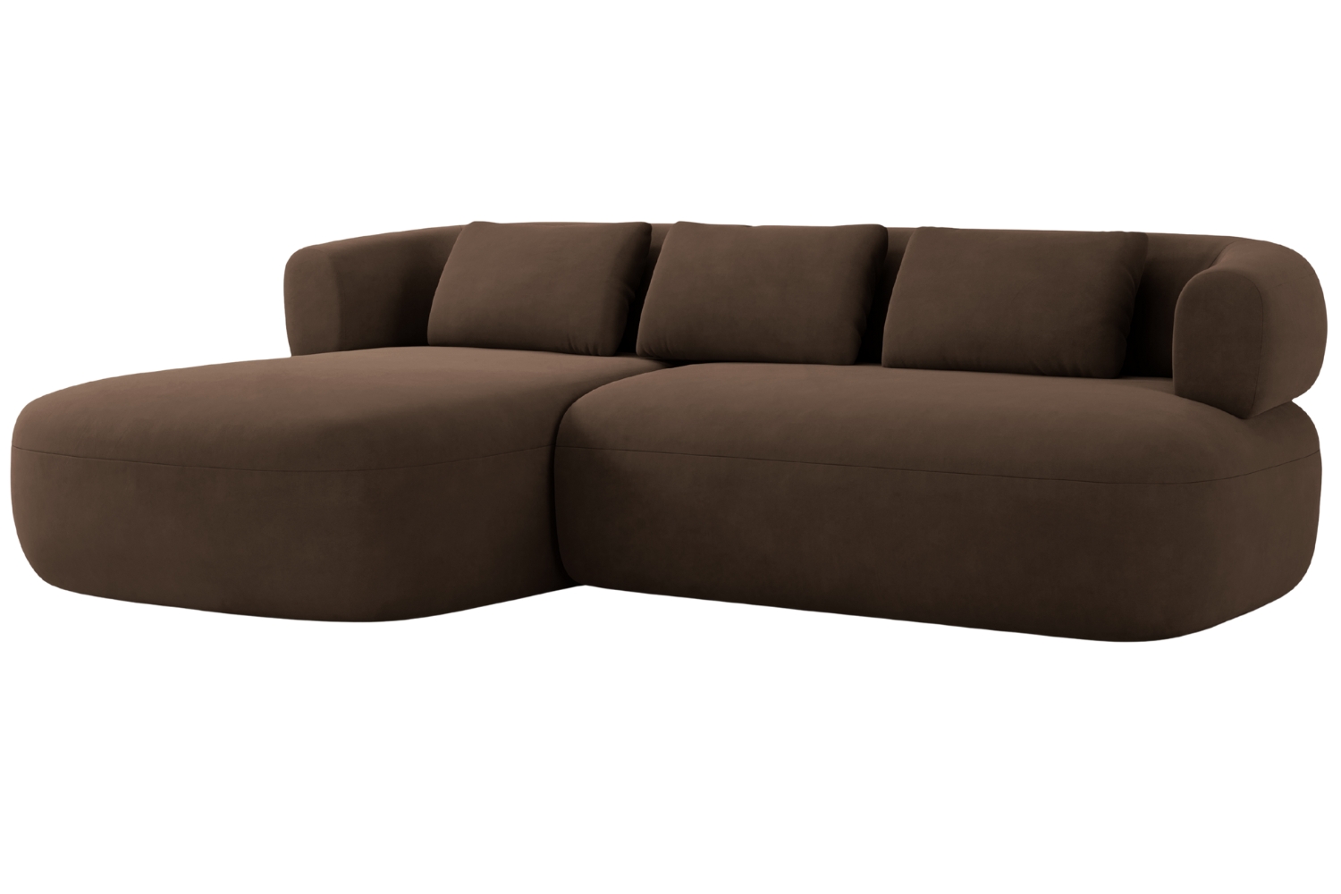 Windsor & Co Hnědá sametová rohová pohovka Aldrin 225 cm, levá