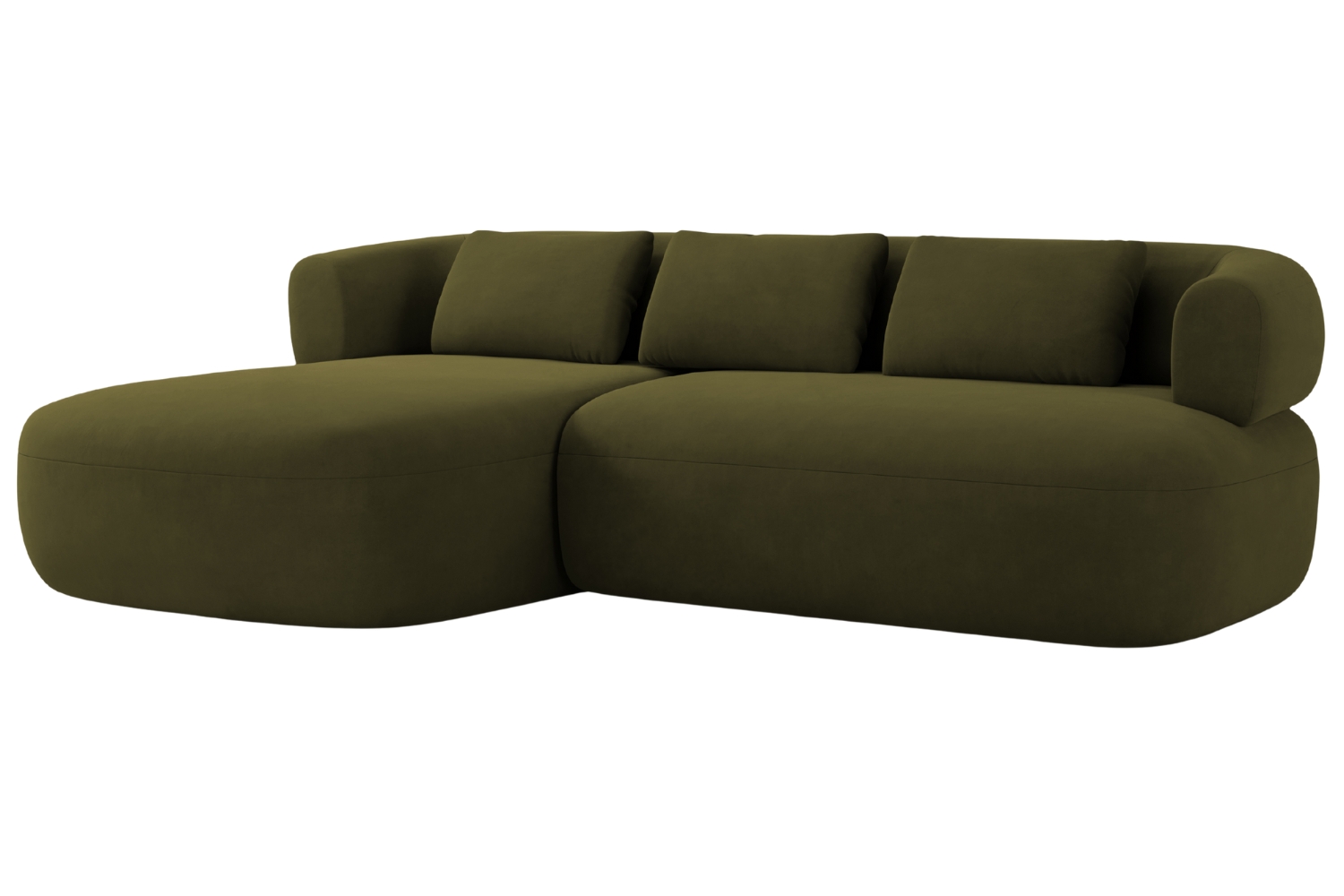 Windsor & Co Zelená sametová rohová pohovka Aldrin 225 cm, levá