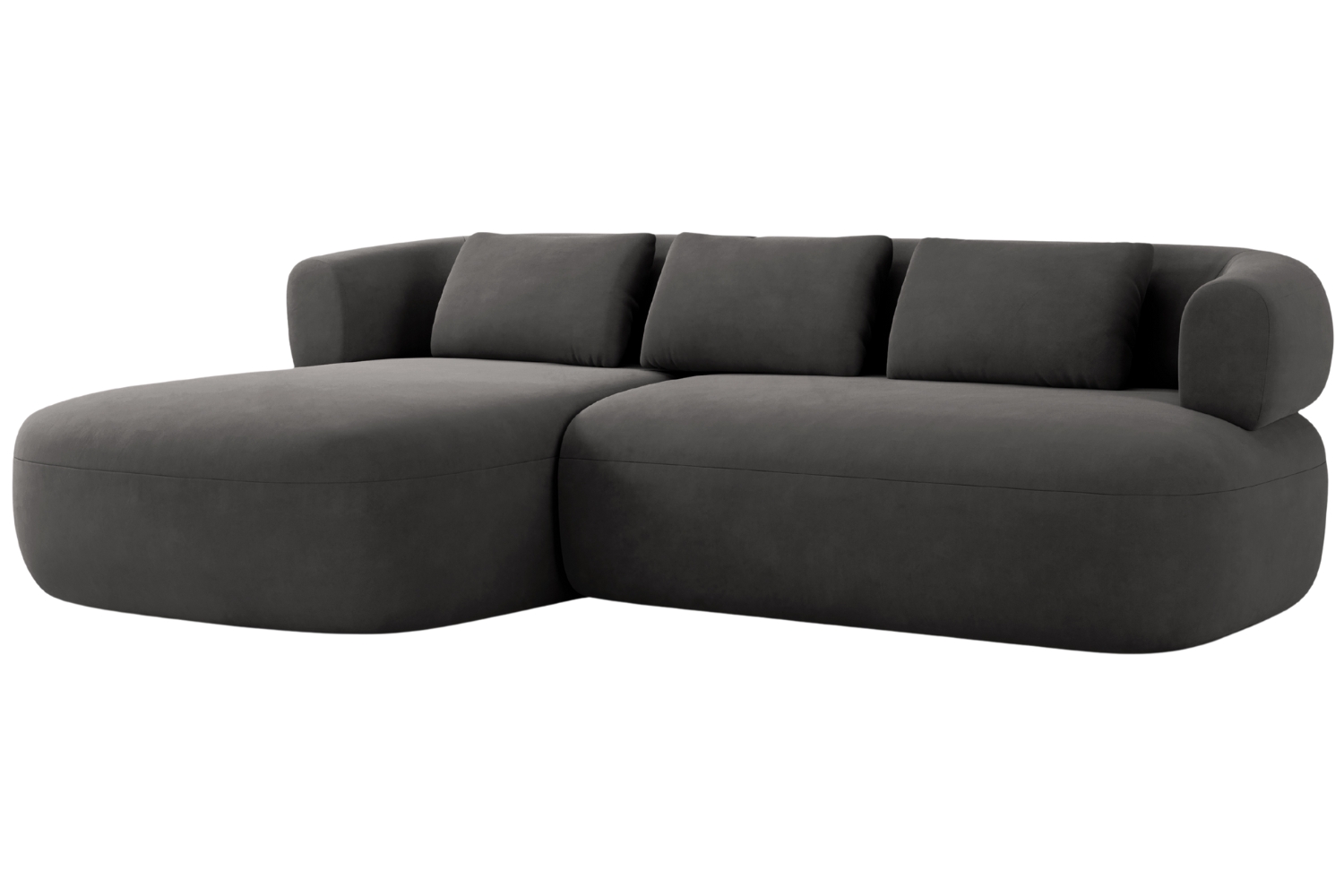 Windsor & Co Tmavě šedá sametová rohová pohovka Aldrin 225 cm, levá