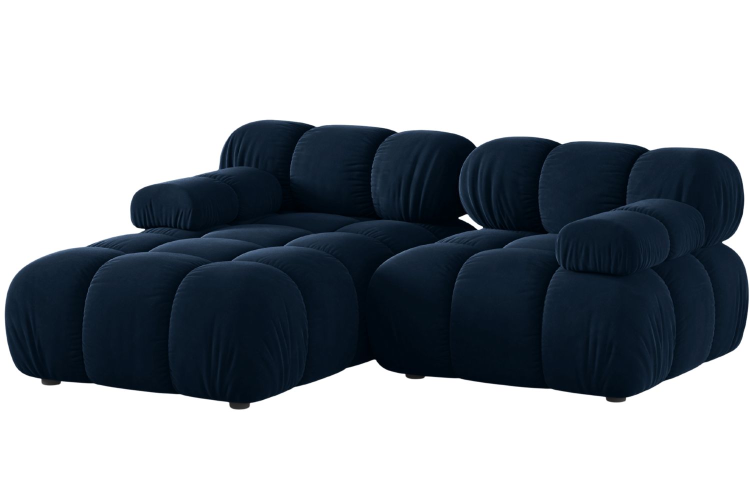 Micadoni Kr&aacute;lovsky modr&aacute; sametov&aacute; rohov&aacute; pohovka Bellis 188 cm, lev&aacute;