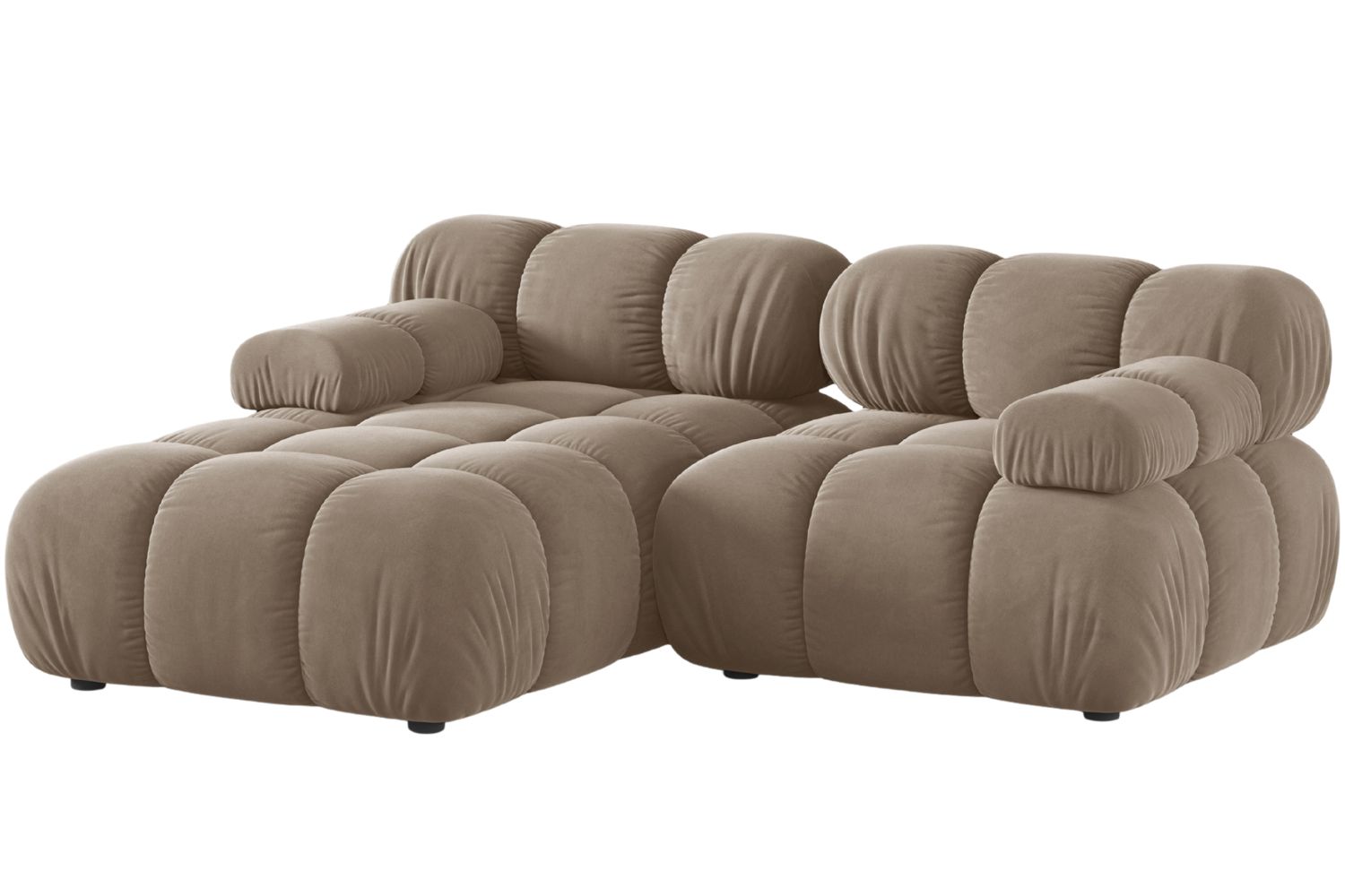 Micadoni Tmavě b&eacute;žov&aacute; sametov&aacute; rohov&aacute; pohovka Bellis 188 cm, lev&aacute;