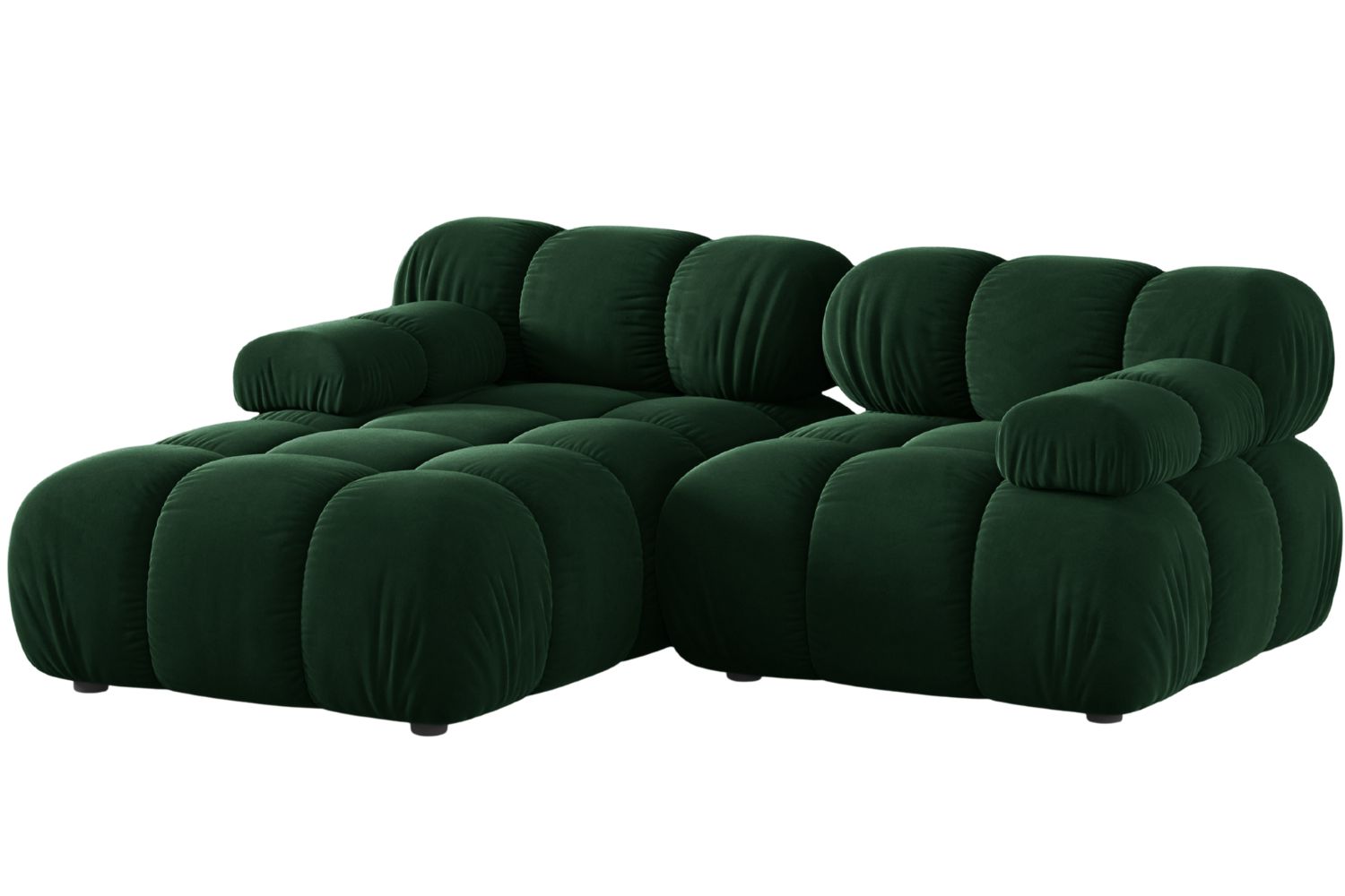 Micadoni Lahvově zelen&aacute; sametov&aacute; rohov&aacute; pohovka Bellis 188 cm, lev&aacute;