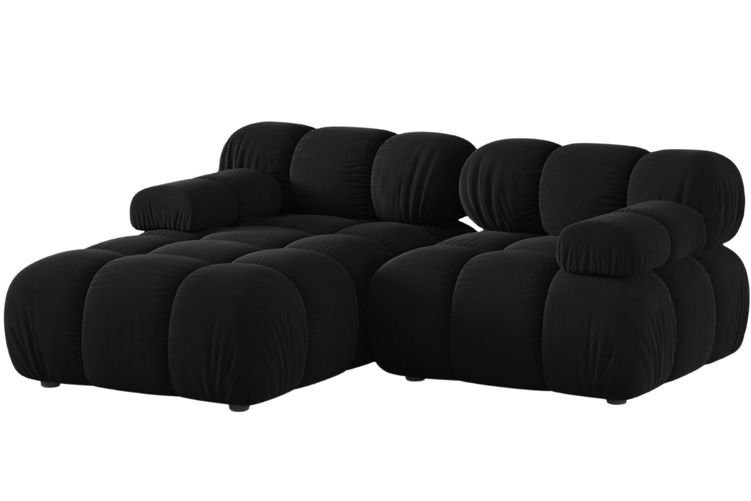 Micadoni Čern&aacute; sametov&aacute; rohov&aacute; pohovka Bellis 188 cm, lev&aacute;