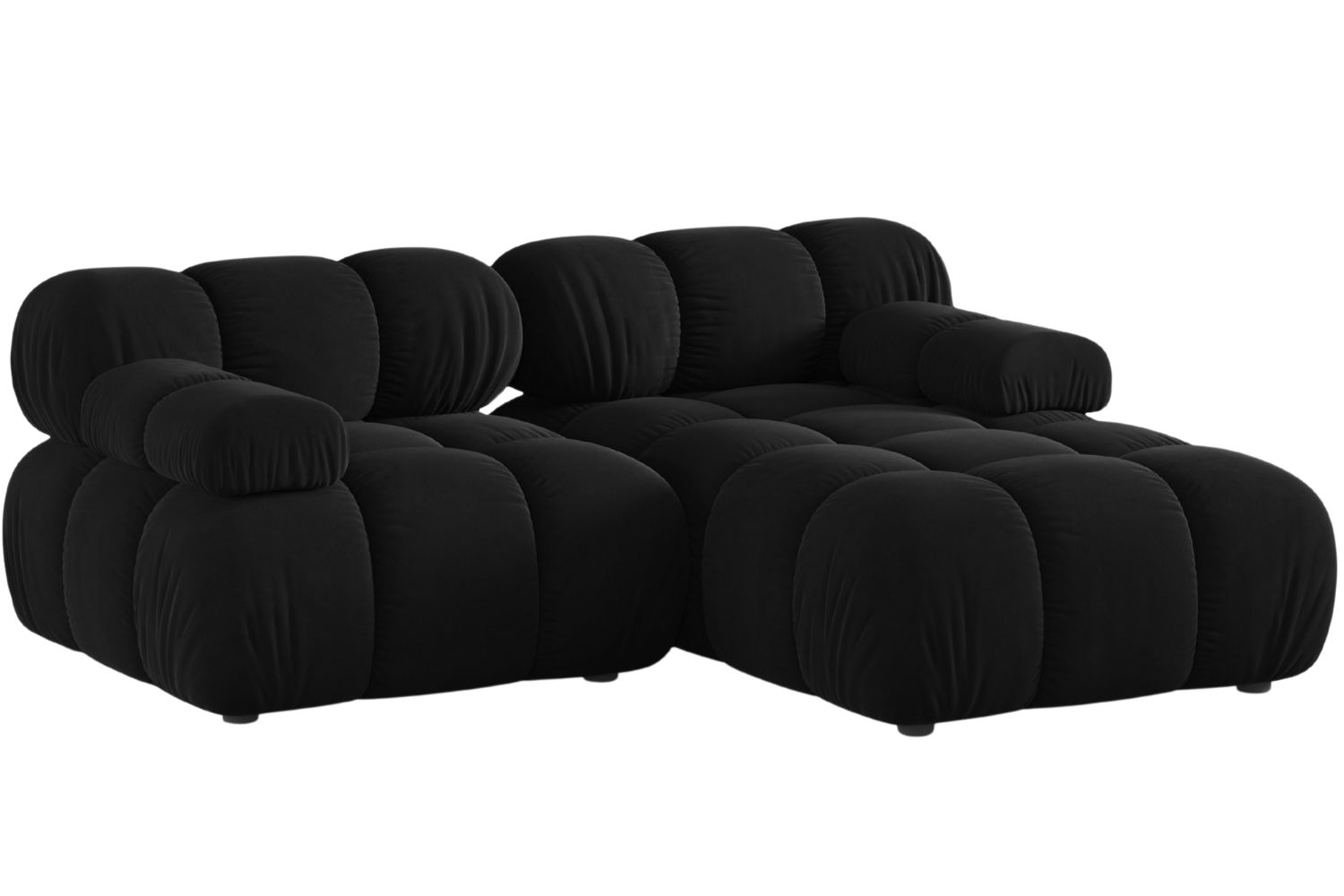 Micadoni Čern&aacute; sametov&aacute; rohov&aacute; pohovka Bellis 188 cm, prav&aacute;