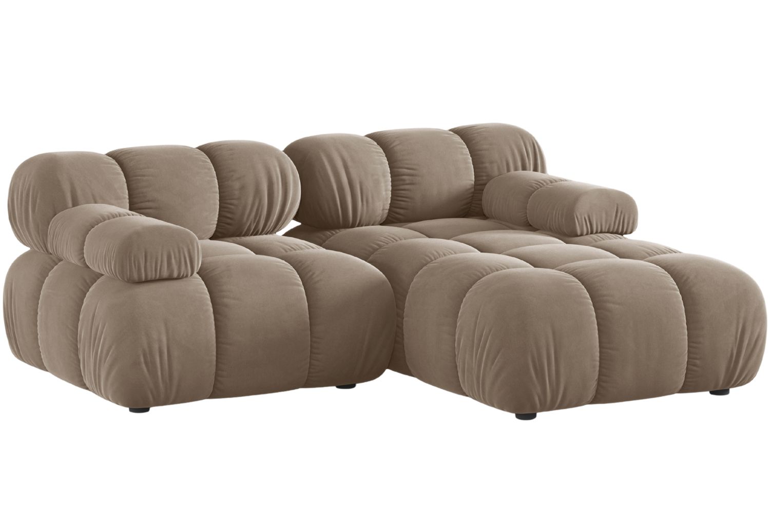 Micadoni Tmavě b&eacute;žov&aacute; sametov&aacute; rohov&aacute; pohovka Bellis 188 cm, prav&aacute;