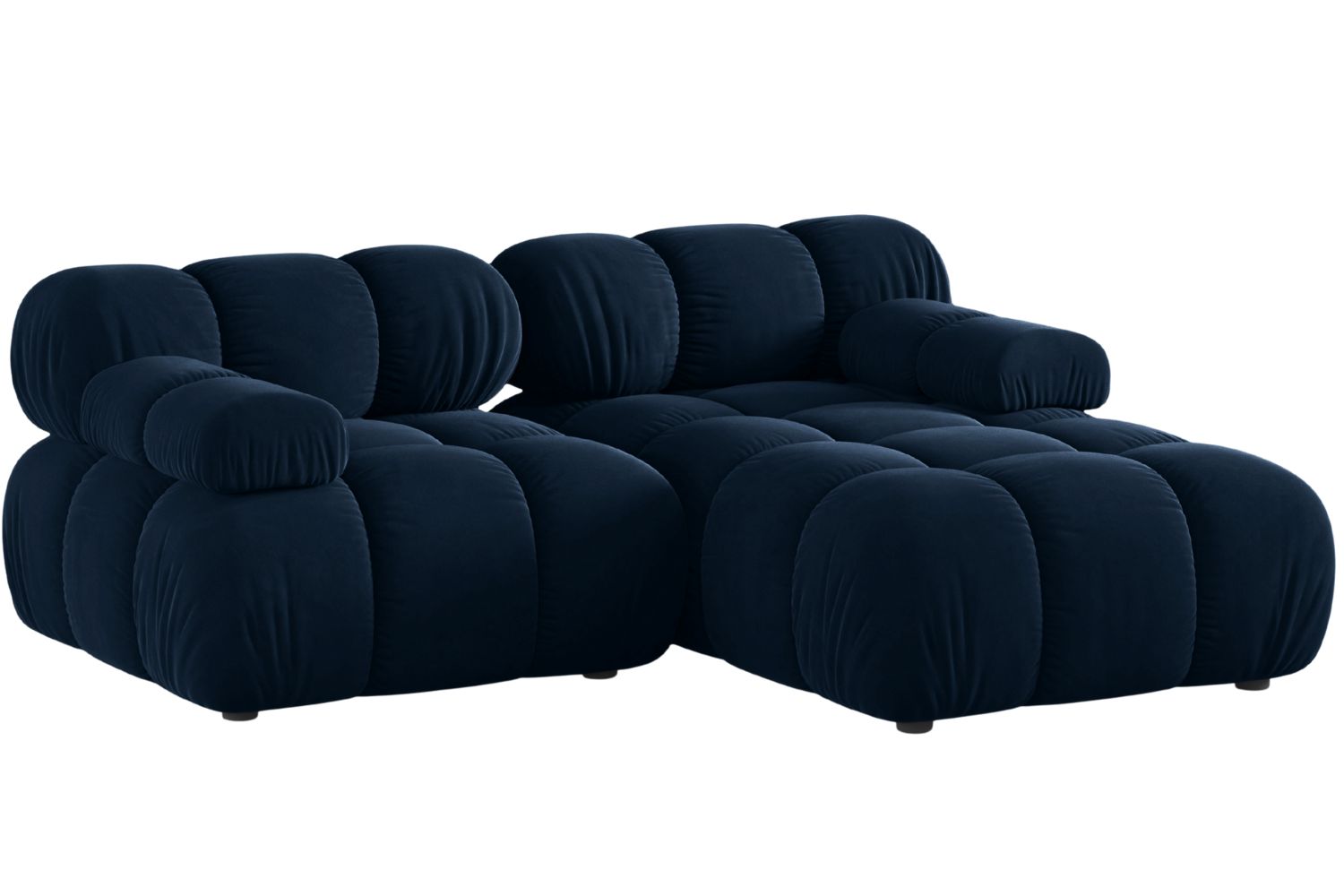 Micadoni Kr&aacute;lovsky modr&aacute; sametov&aacute; rohov&aacute; pohovka Bellis 188 cm, prav&aacute;