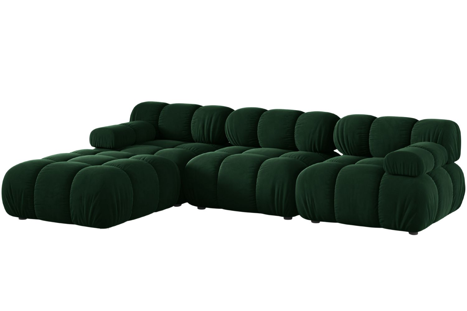 Micadoni Lahvově zelen&aacute; sametov&aacute; rohov&aacute; pohovka Bellis 282 cm, lev&aacute;