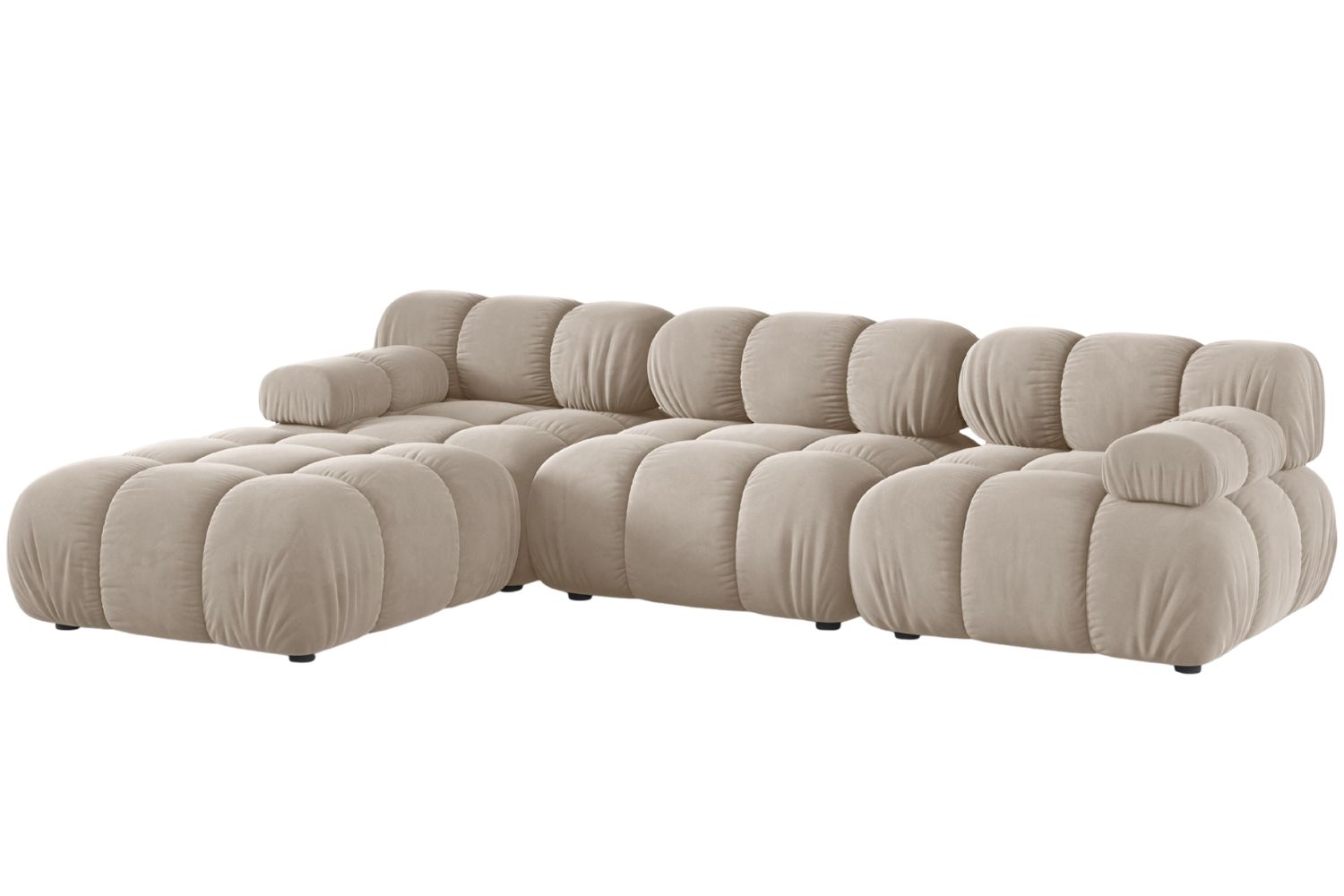 Micadoni Béžová sametová rohová pohovka Bellis 282 cm, levá