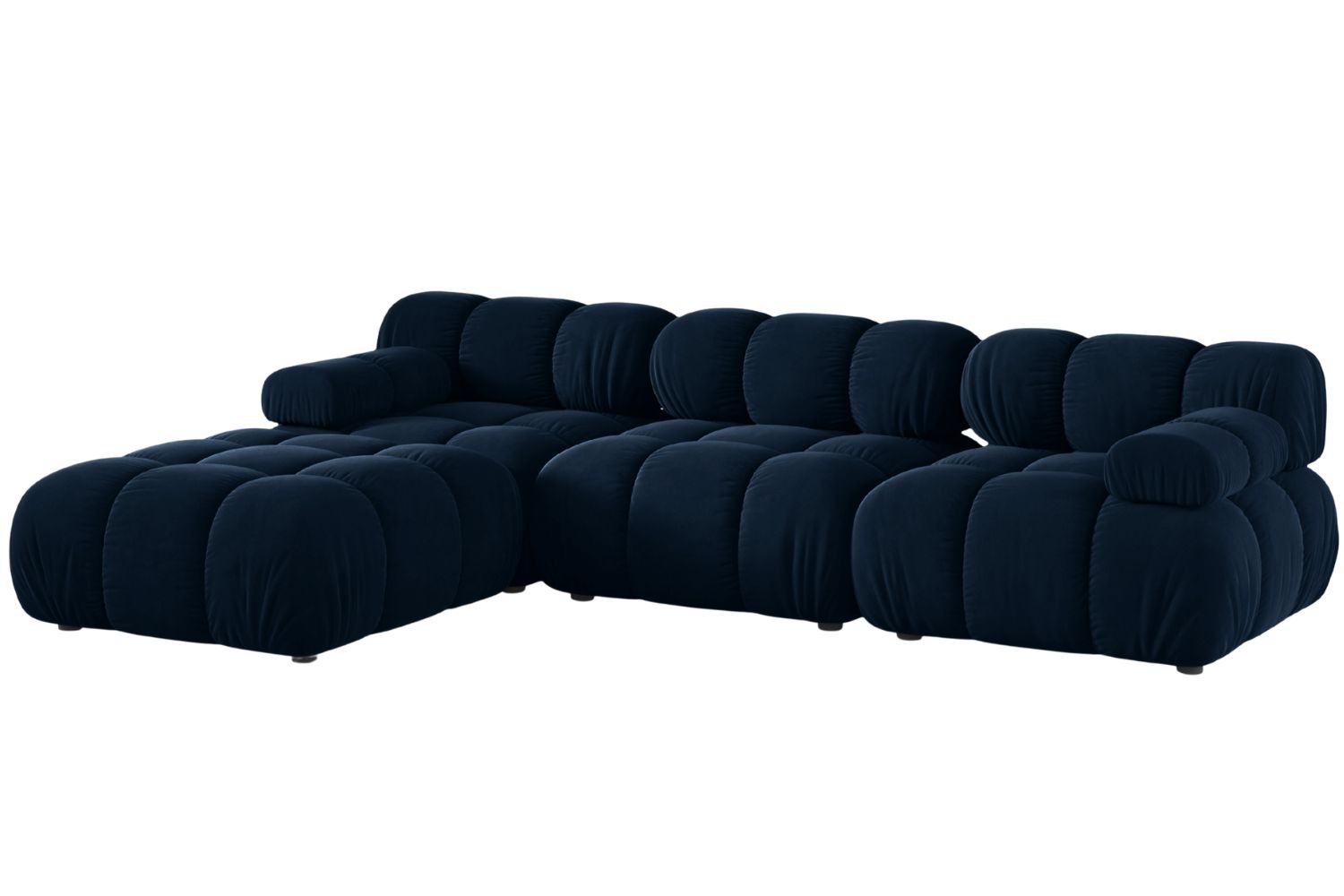 Micadoni Královsky modrá sametová rohová pohovka Bellis 282 cm, levá