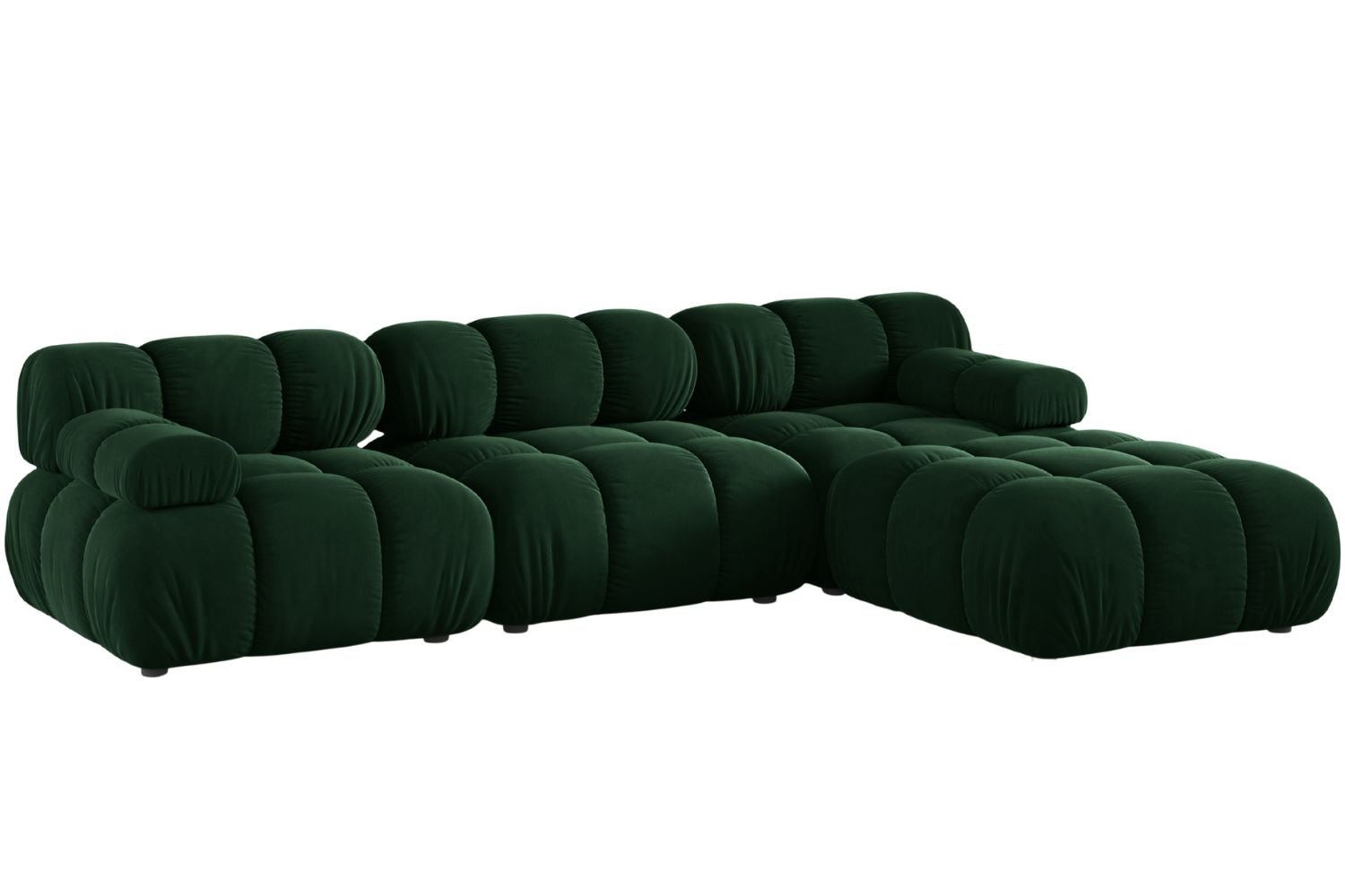 Micadoni Lahvově zelená sametová rohová pohovka Bellis 282 cm, pravá