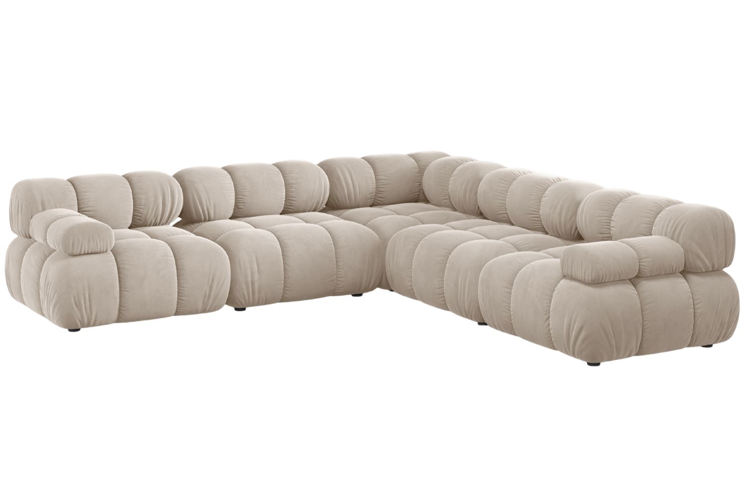Micadoni Béžová sametová rohová pohovka Bellis 282 cm