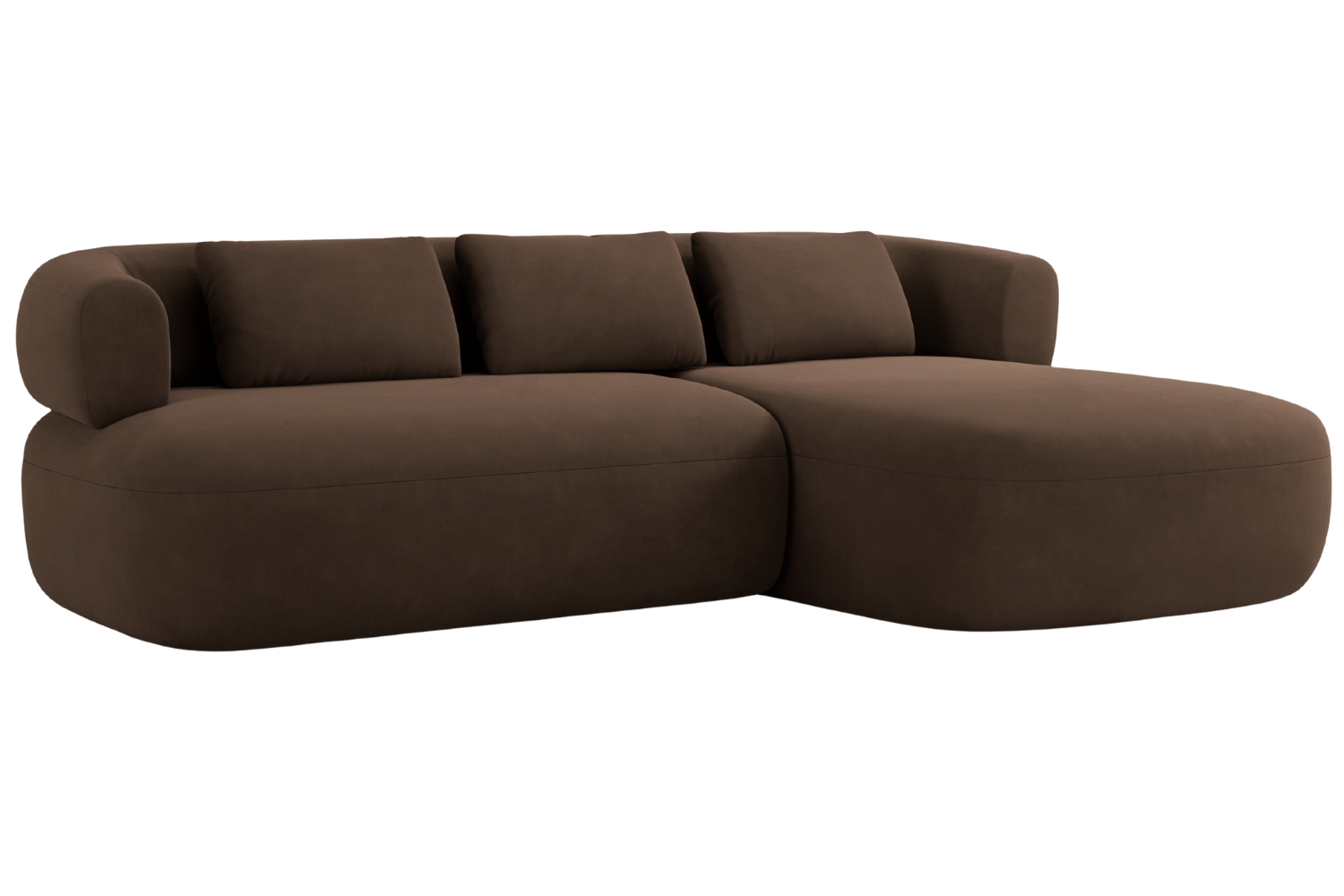 Windsor & Co Hnědá sametová rohová pohovka Aldrin 225 cm, pravá