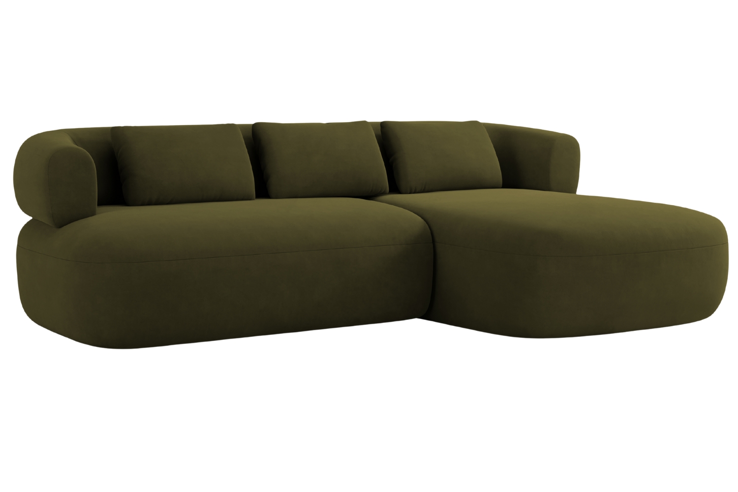 Windsor & Co Zelená sametová rohová pohovka Aldrin 225 cm, pravá