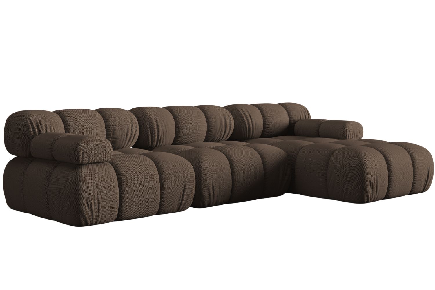 Hnědá čalouněná rohová pohovka MICADONI Bellis 282 cm, pravá