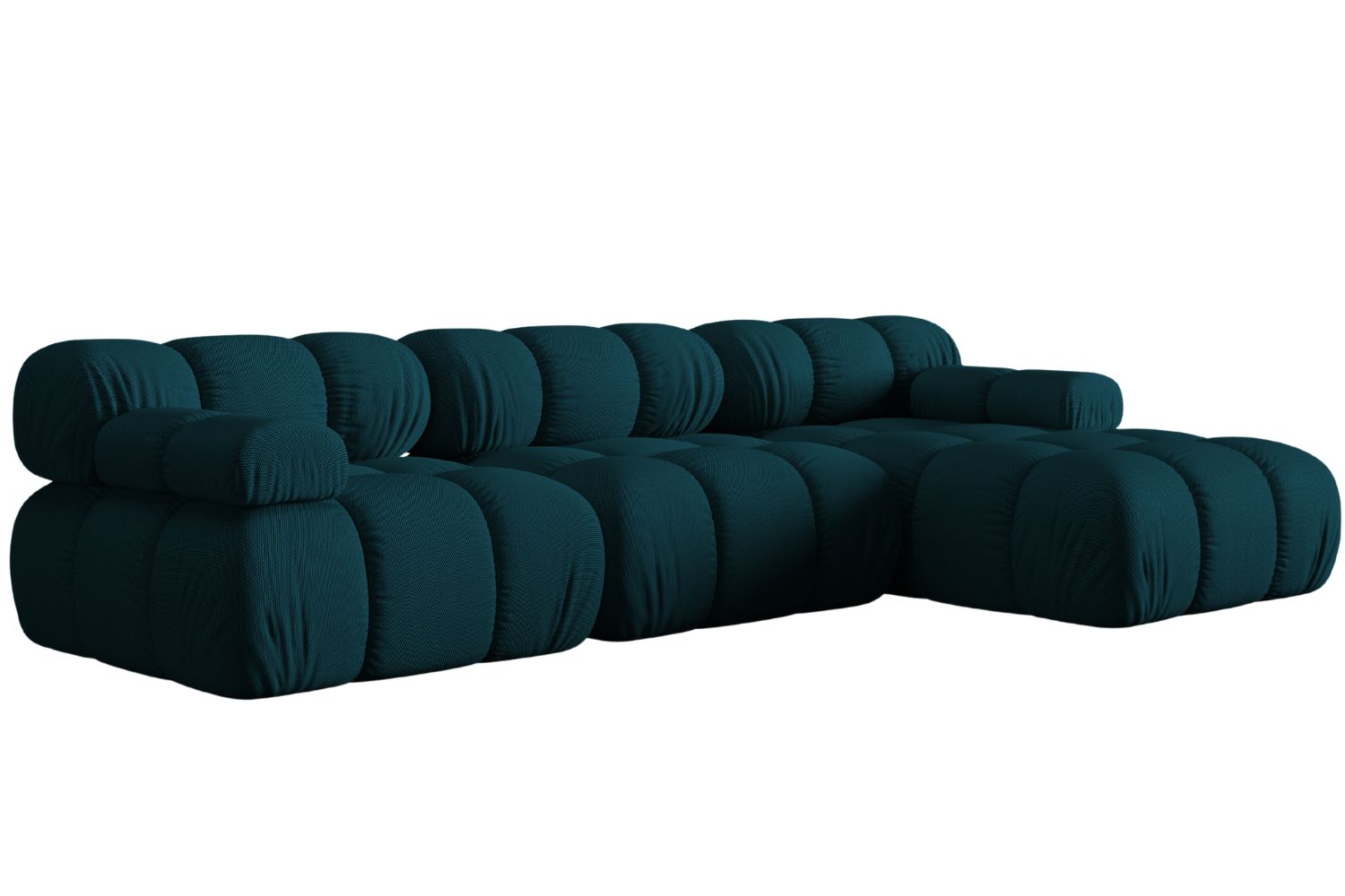 Micadoni Modrá rohová pohovka Bellis 282 cm, pravá