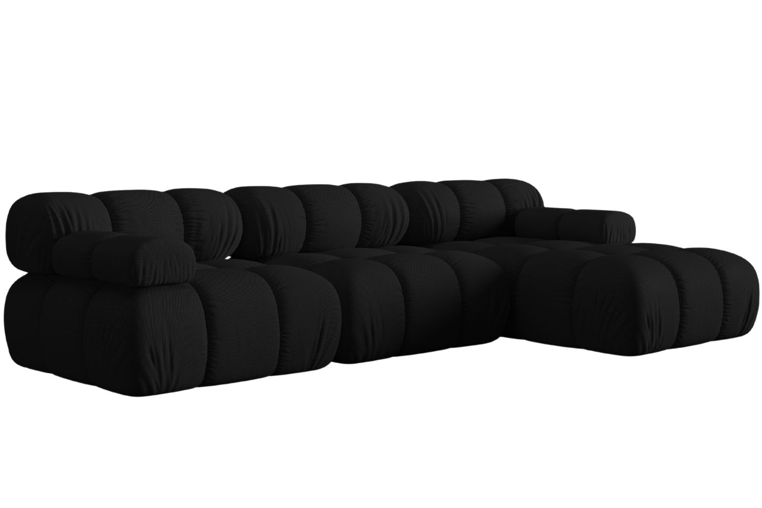 Micadoni Černá rohová pohovka Bellis 282 cm, pravá