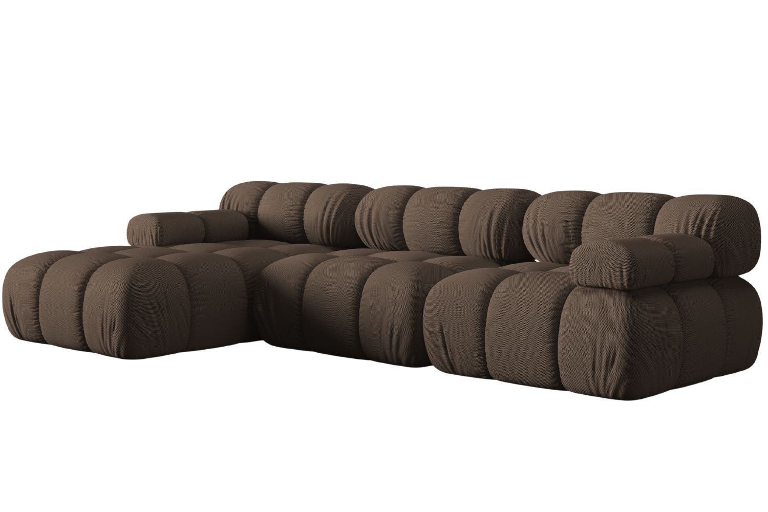 Micadoni Hnědá rohová pohovka Bellis 282 cm, levá