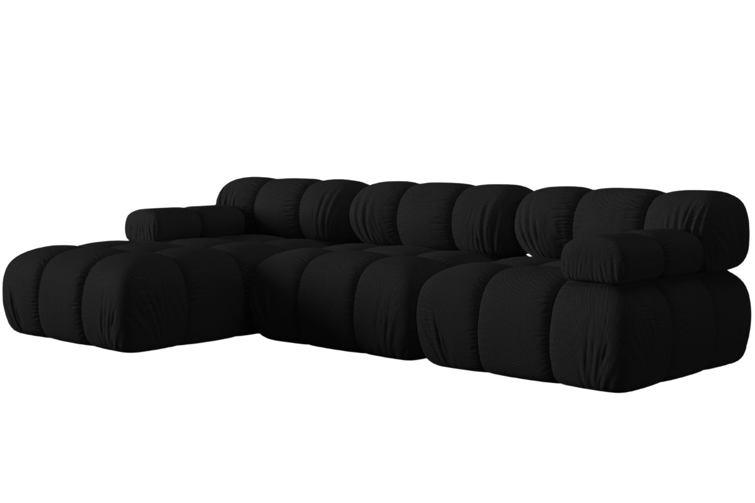 Micadoni Černá rohová pohovka Bellis 282 cm, levá