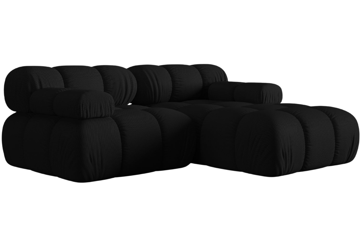 Micadoni Černá rohová pohovka Bellis 188 cm, pravá