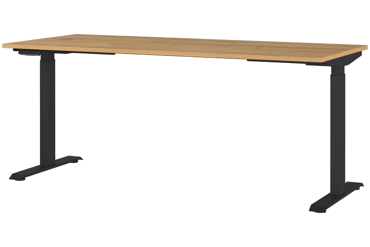 Germania Černý výškově nastavitelný pracovní stůl Mailand 180 x 80 cm s dubovým dekorem