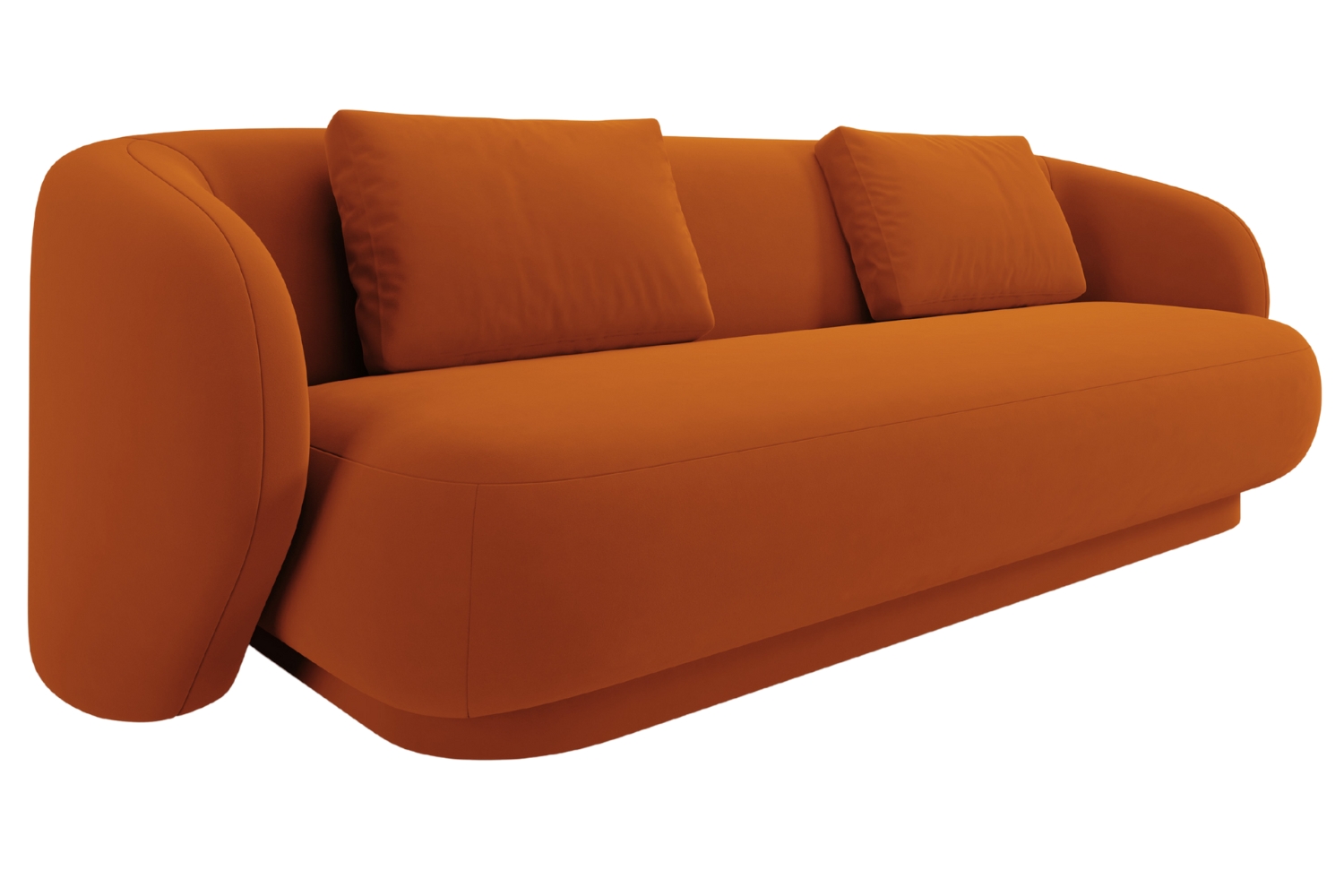 Cosmopolitan Design Terakotově oranžová sametová trojmístná pohovka Camden 204 cm