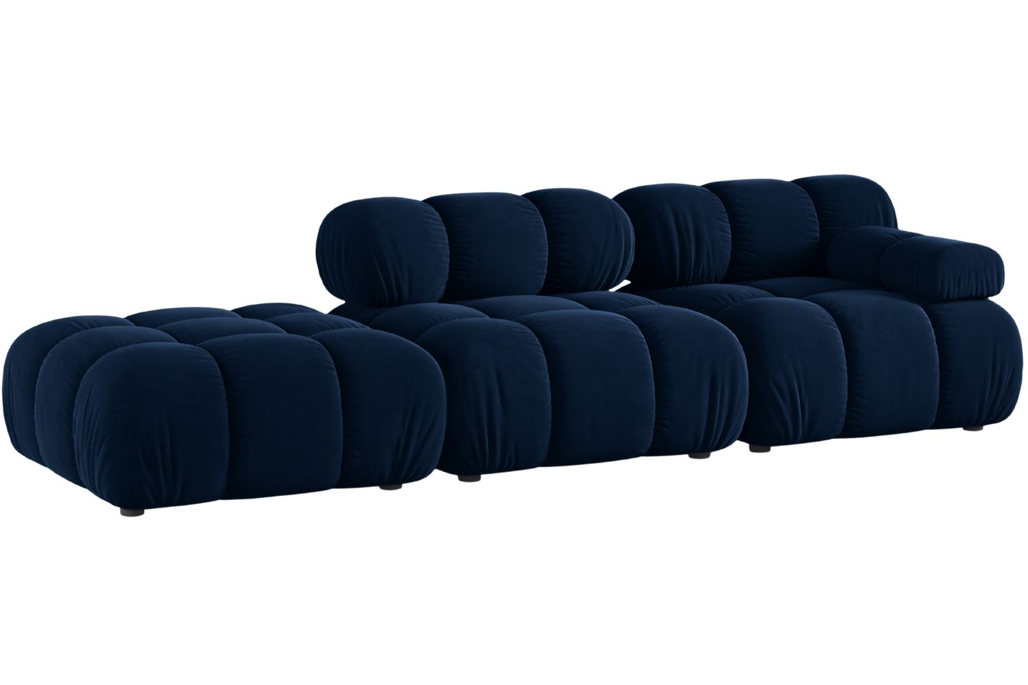 Micadoni Královsky modrá sametová čtyřmístná pohovka Bellis 282 cm, levá