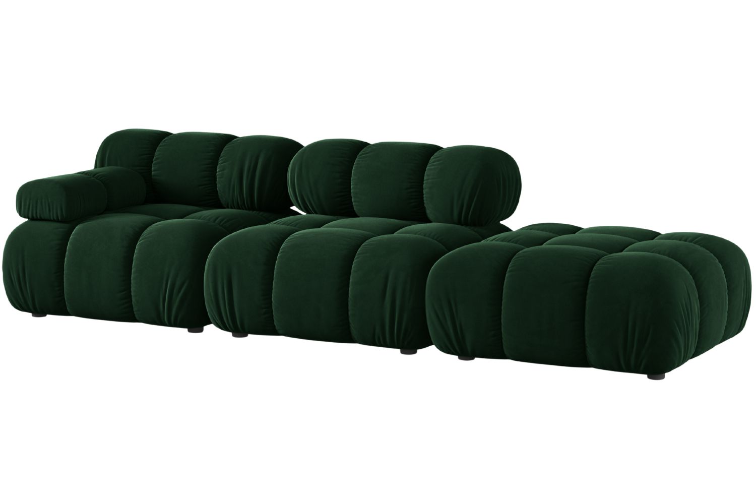 Micadoni Lahvově zelená sametová čtyřmístná pohovka Bellis 282 cm, pravá