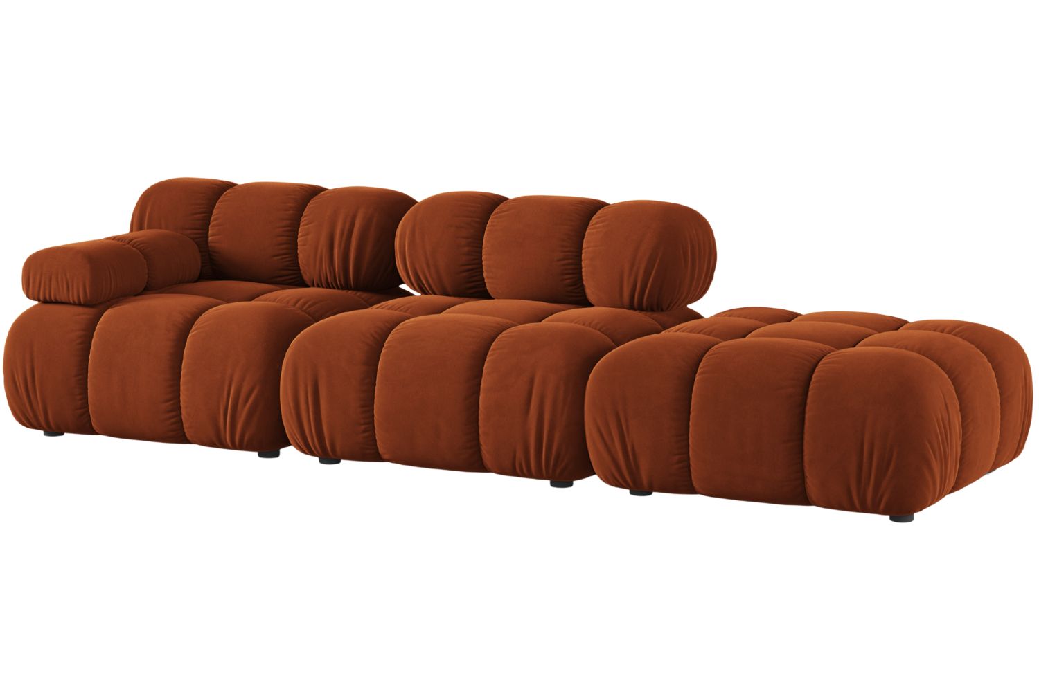 Micadoni Terakotově oranžová sametová čtyřmístná pohovka Bellis 282 cm, pravá