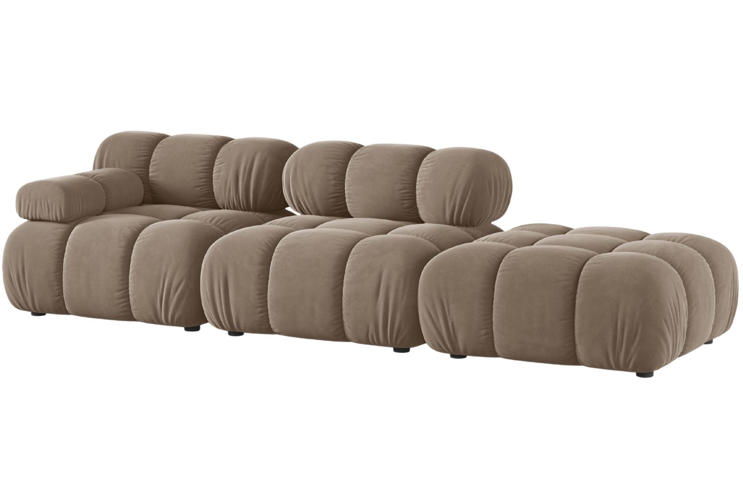 Micadoni Tmavě béžová sametová čtyřmístná pohovka Bellis 282 cm, pravá