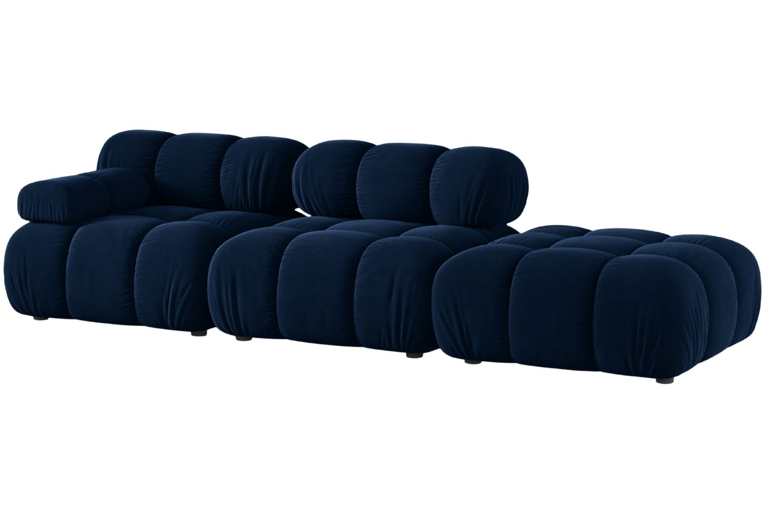 Micadoni Královsky modrá sametová čtyřmístná pohovka Bellis 282 cm, pravá