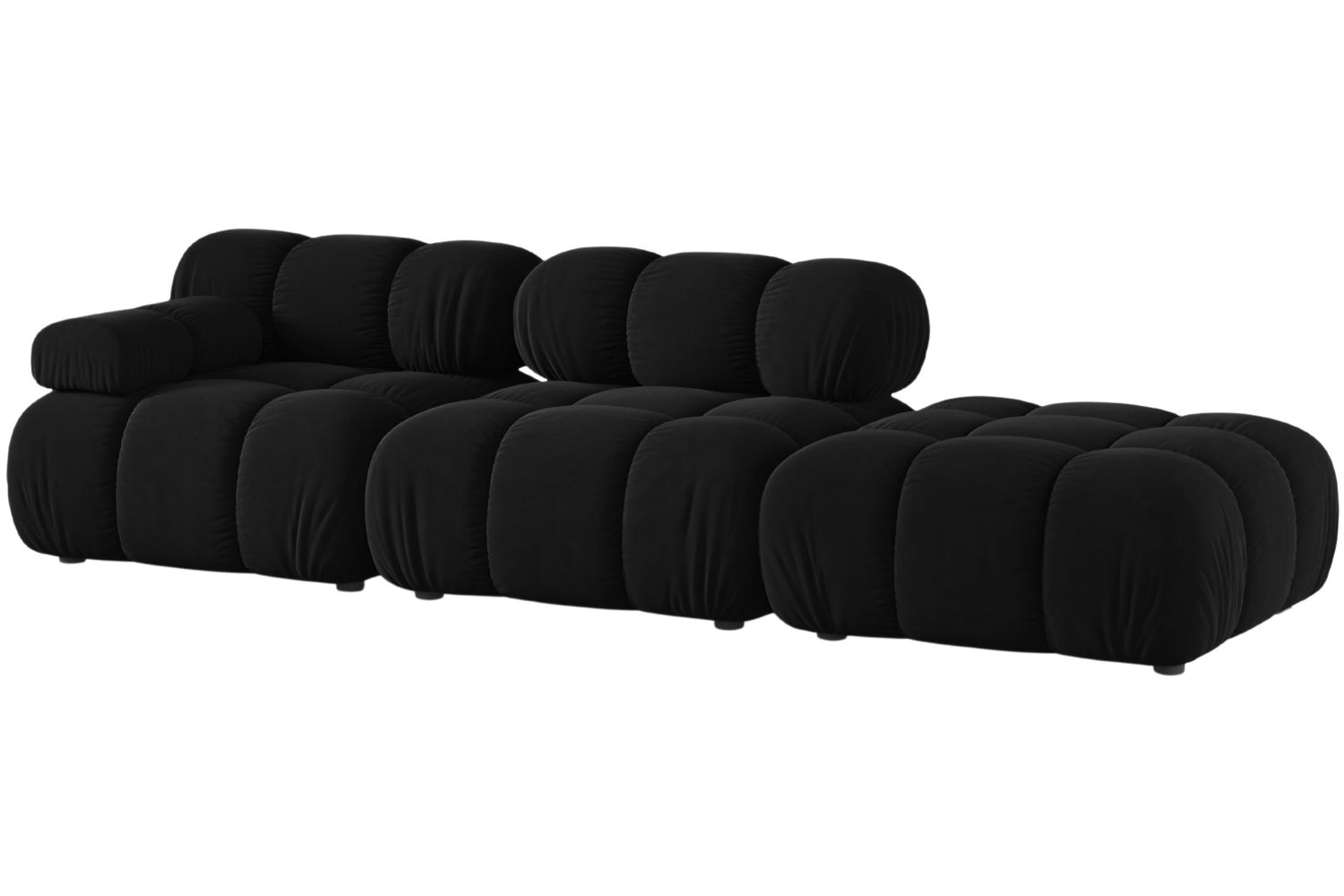 Micadoni Černá sametová čtyřmístná pohovka Bellis 282 cm, pravá
