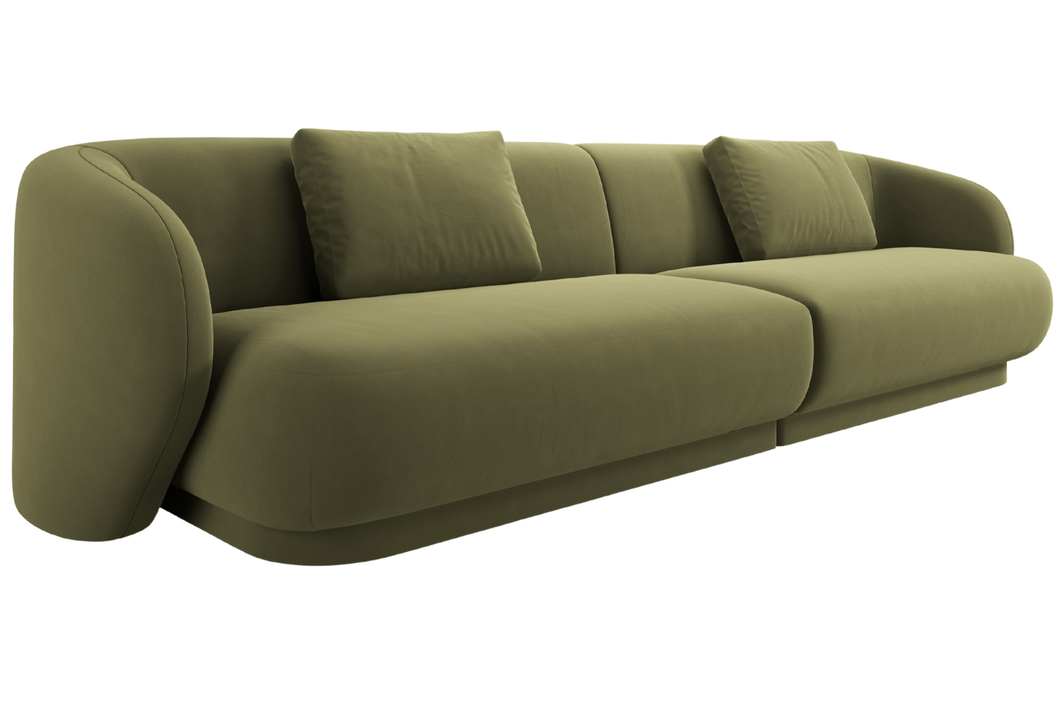 Cosmopolitan Design Zelená sametová čtyřmístná pohovka Camden 304 cm