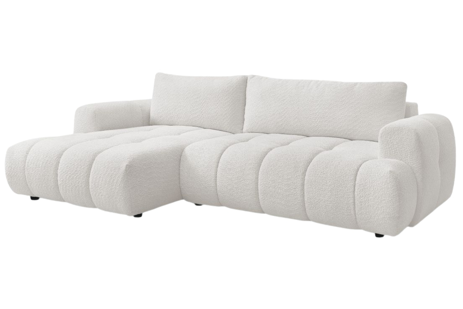 Bobochic Paris Bílá bouclé rozkládací pohovka Fuji 292 cm, levá