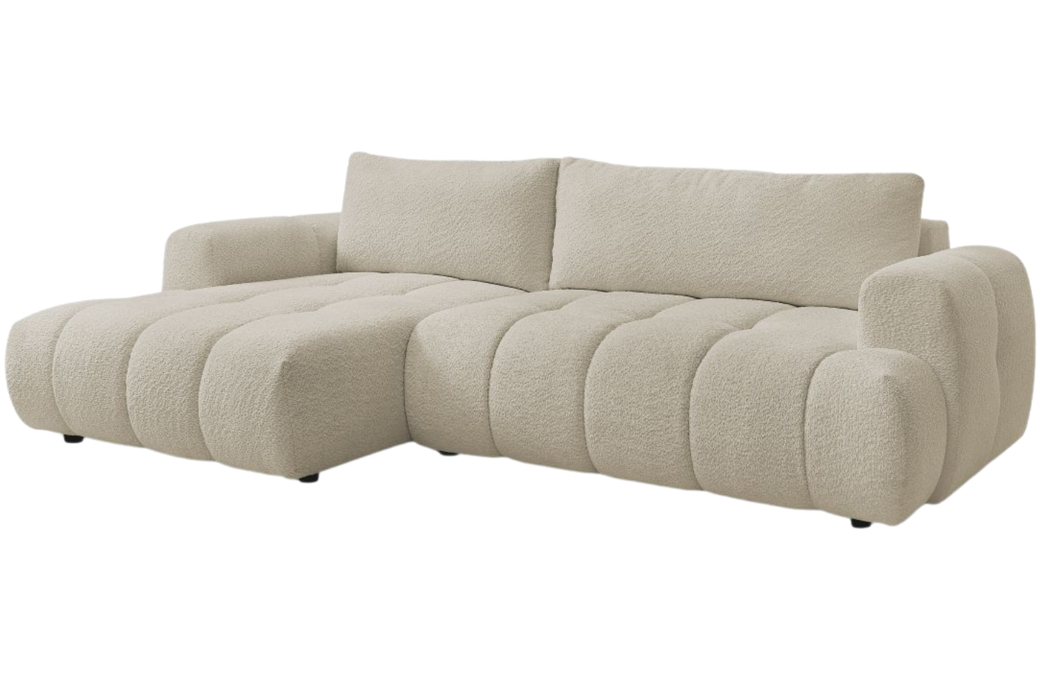 Bobochic Paris Béžová bouclé rozkládací pohovka Fuji 292 cm, levá