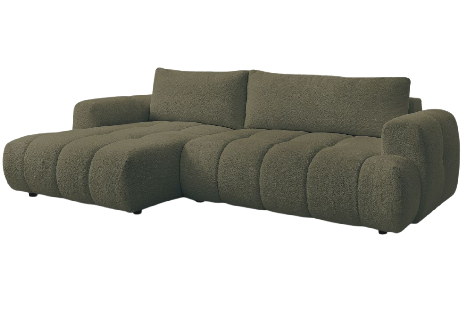 Bobochic Paris Zelená bouclé rozkládací pohovka Fuji 292 cm, levá