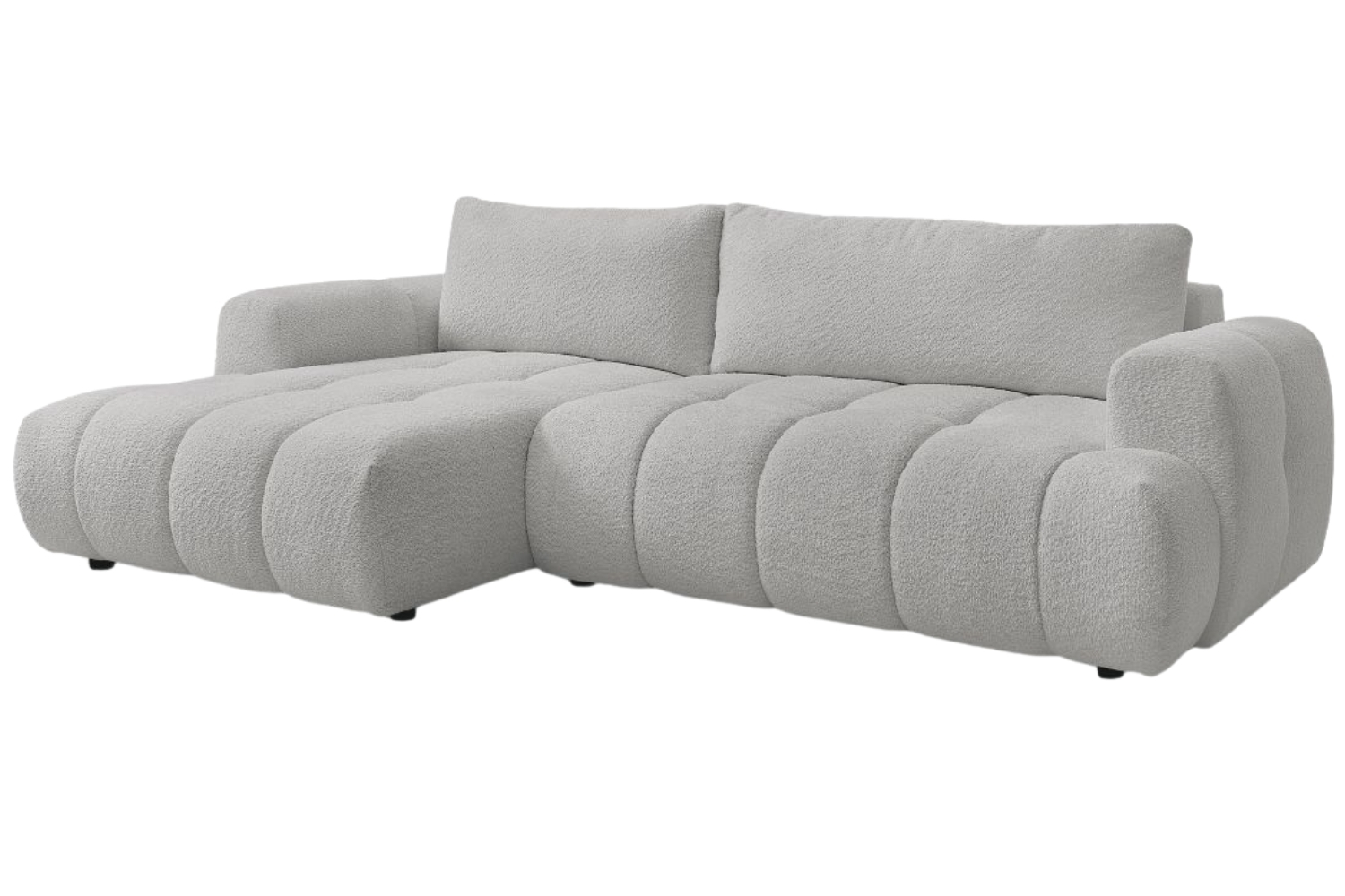 Bobochic Paris Světle šedá bouclé rozkládací pohovka Fuji 292 cm, levá