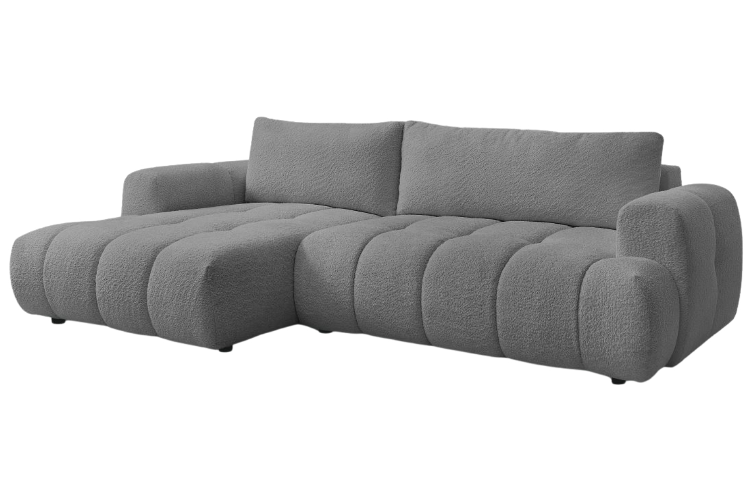 Bobochic Paris Šedá bouclé rozkládací pohovka Fuji 292 cm, levá