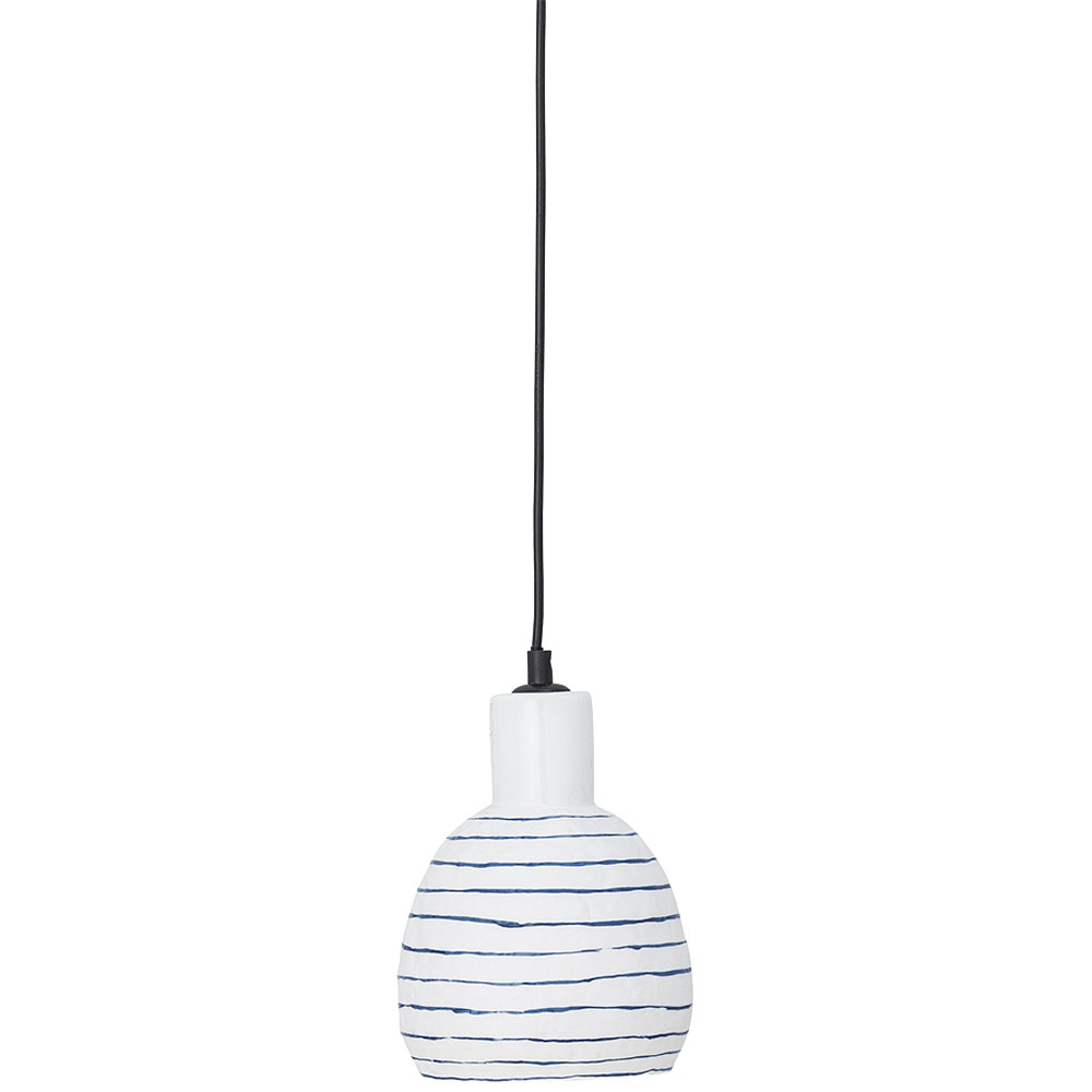Bloomingville Bílé pruhované závěsné světlo Elga 14,5 cm